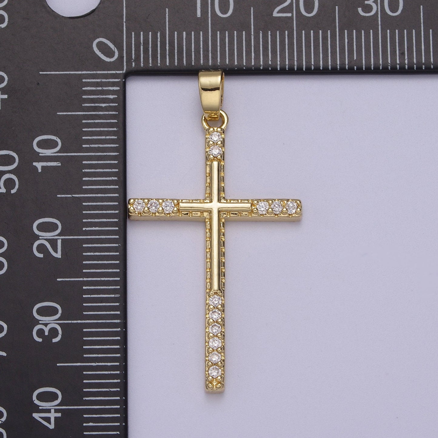 Dainty Simple Cross Pendant 14K Gold Filled Micro Pave | DIY Charm Necklace Bracelet Earring | N-600