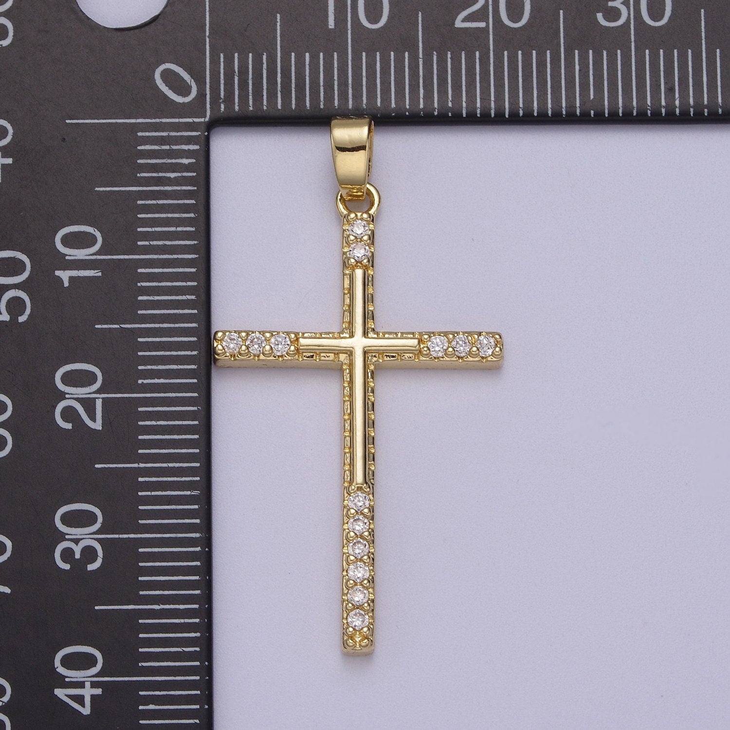 Dainty Simple Cross Pendant 14K Gold Filled Micro Pave | DIY Charm Necklace Bracelet Earring | N-600