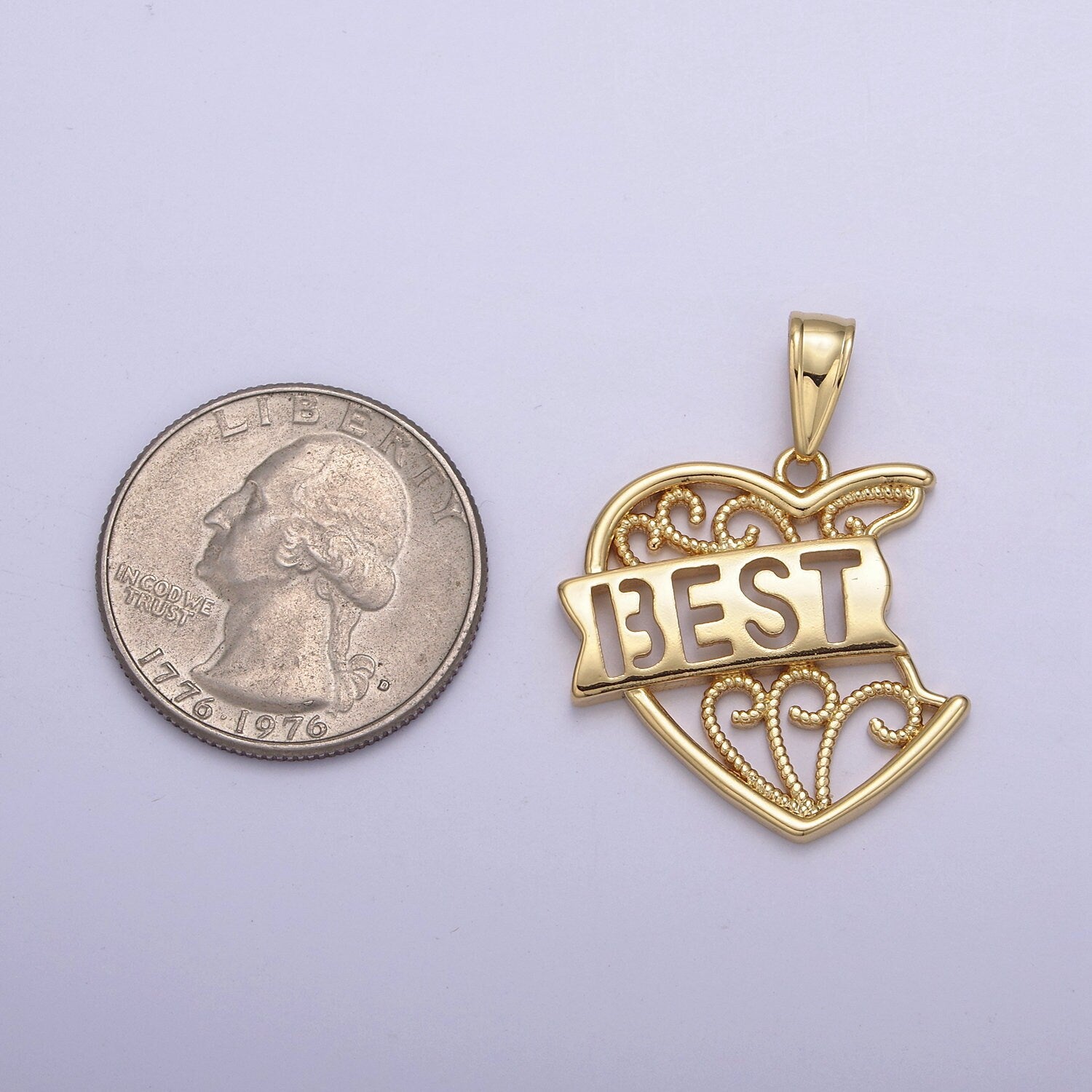 Best Friend 2 Piece Heart Charm Pendant Friendship Set | DIY Jewelry Charm Necklace Bracelet | N-555 N-556