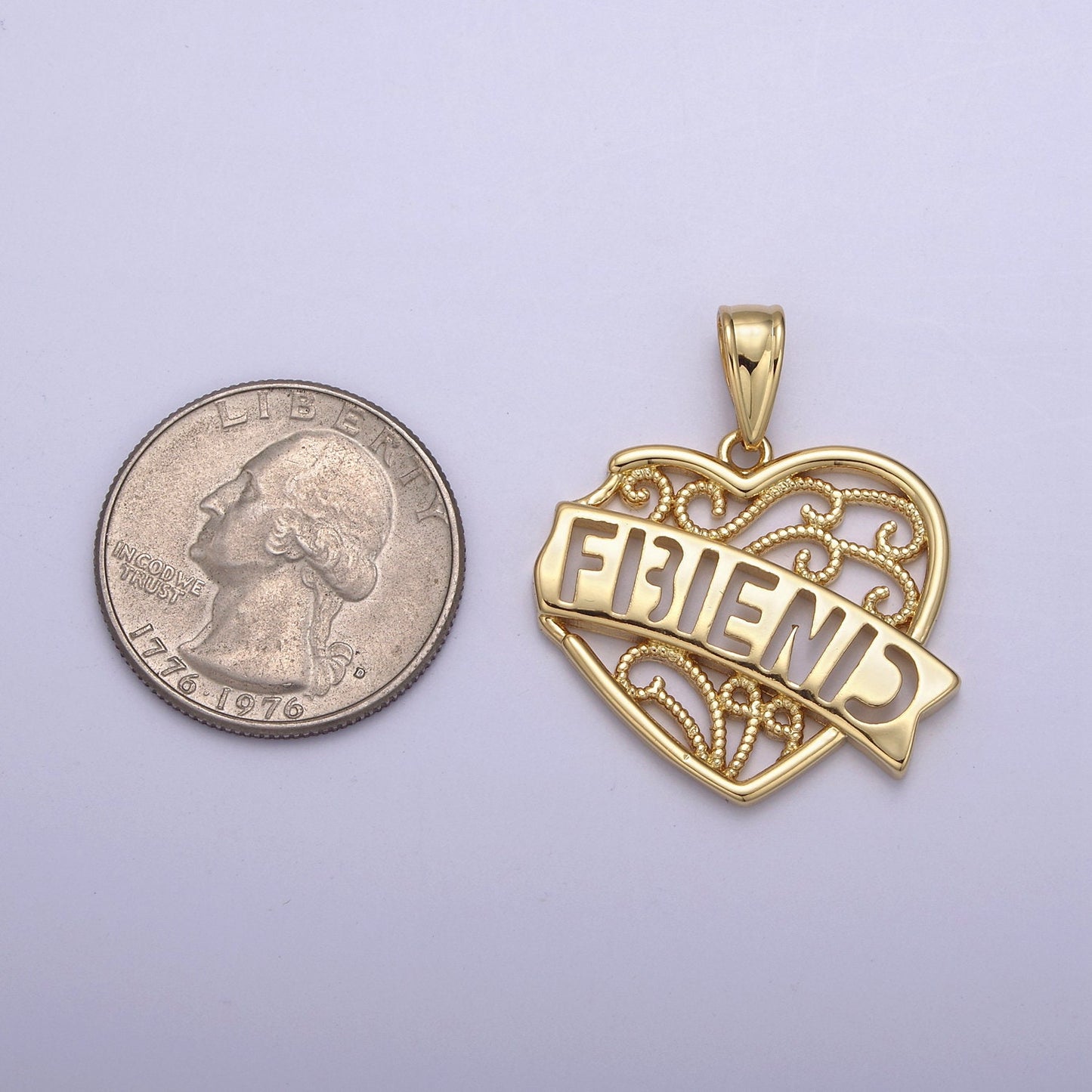 Best Friend 2 Piece Heart Charm Pendant Friendship Set | DIY Jewelry Charm Necklace Bracelet |  N-556