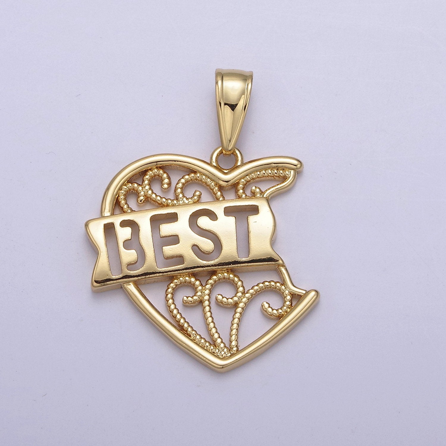 Best Friend 2 Piece Heart Charm Pendant Friendship Set | DIY Jewelry Charm Necklace Bracelet | N-555 N-556