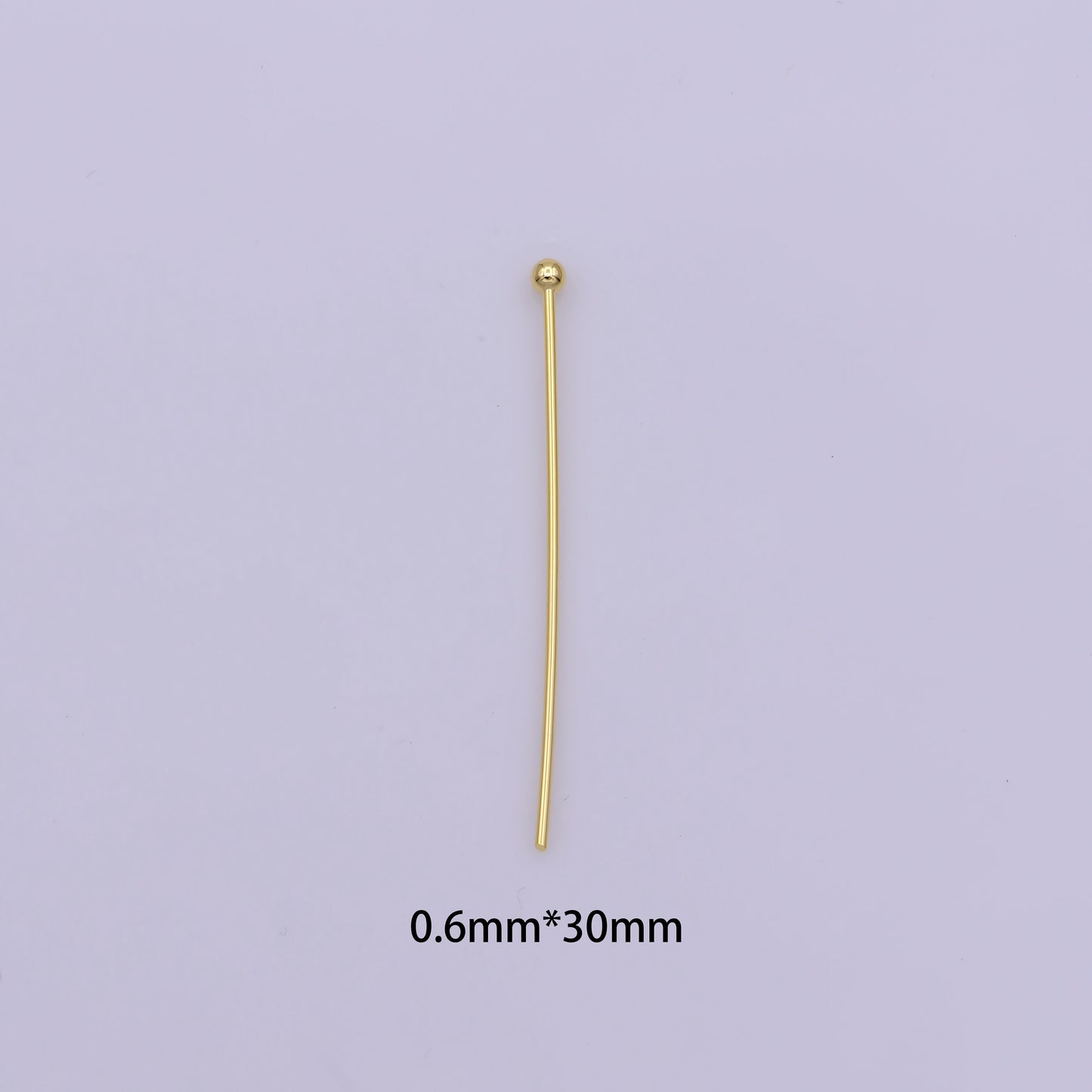 Gold Head Pins, 0.6mm (22Gauge) by 30 mm, 40 mm, Ball Point Headpins, Gold Plated Brass Ball | L-533, L-532