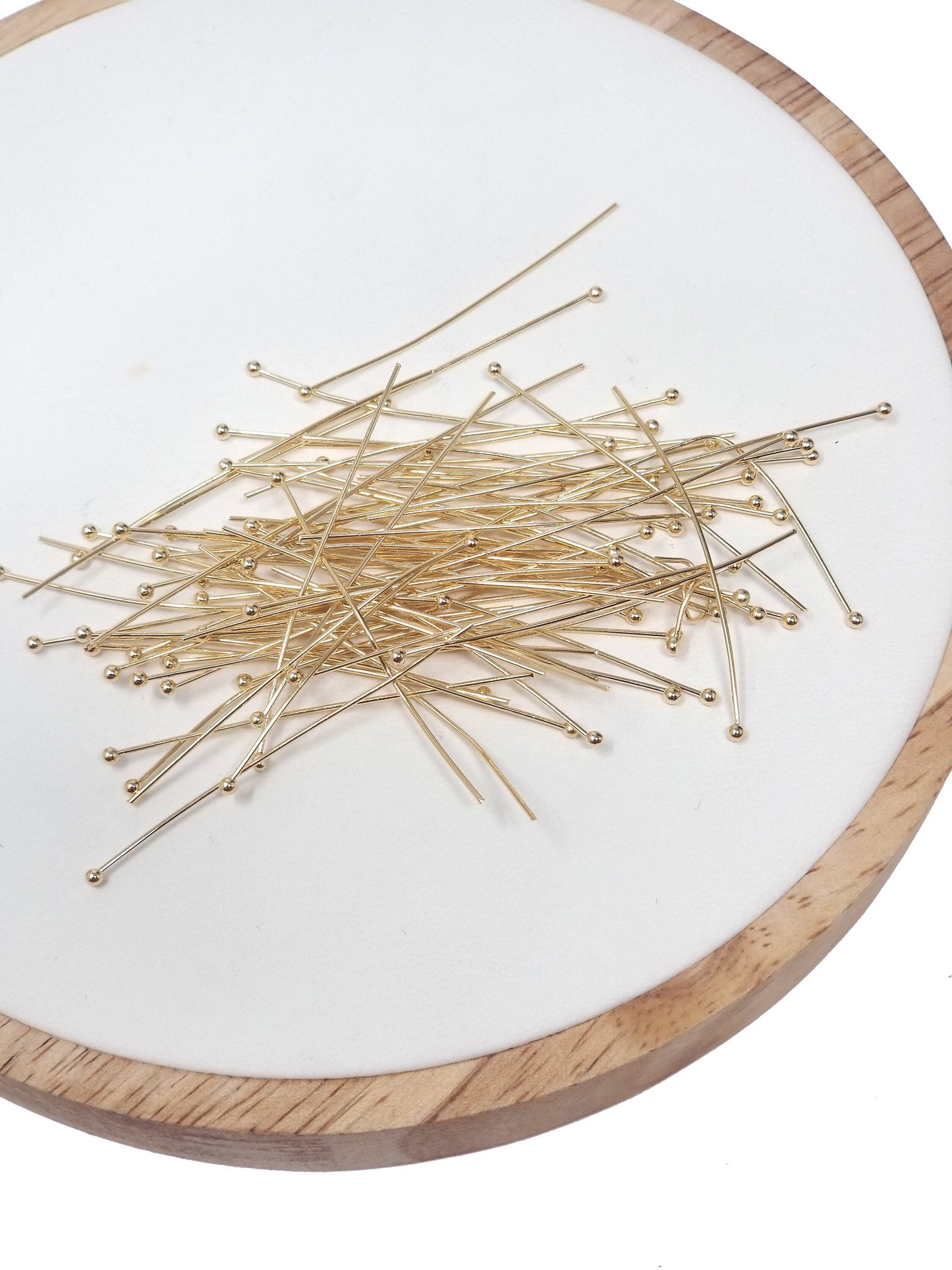 Gold Head Pins, 0.6mm (22Gauge) by 30 mm, 40 mm, Ball Point Headpins, Gold Plated Brass Ball | L-533, L-532