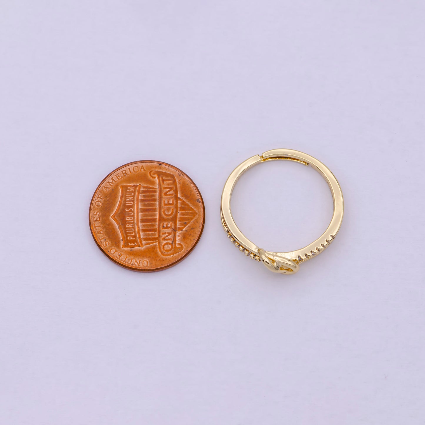 Dainty CZ gold filled knot ring Thin knot ring, Gold Adjustable Ring For Minimalist Jewelry U-217