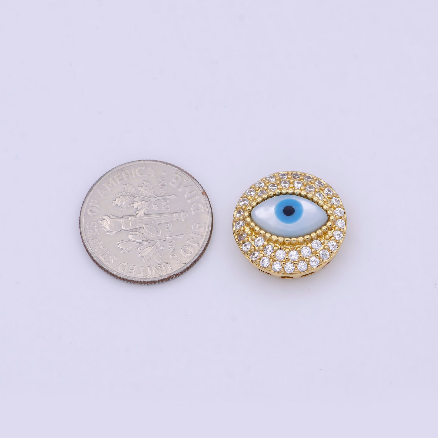 Evil Eye Beads Gold Filled Micro Pave CZ Round Connector Charm Beads for Bracelet Component B-466