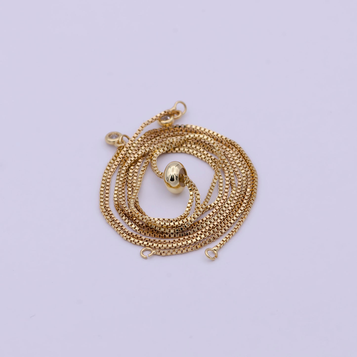 Gold Box Chain Necklace Adjustable 16 inch long Half Open Necklace for Jewelry Making Supply | L-574