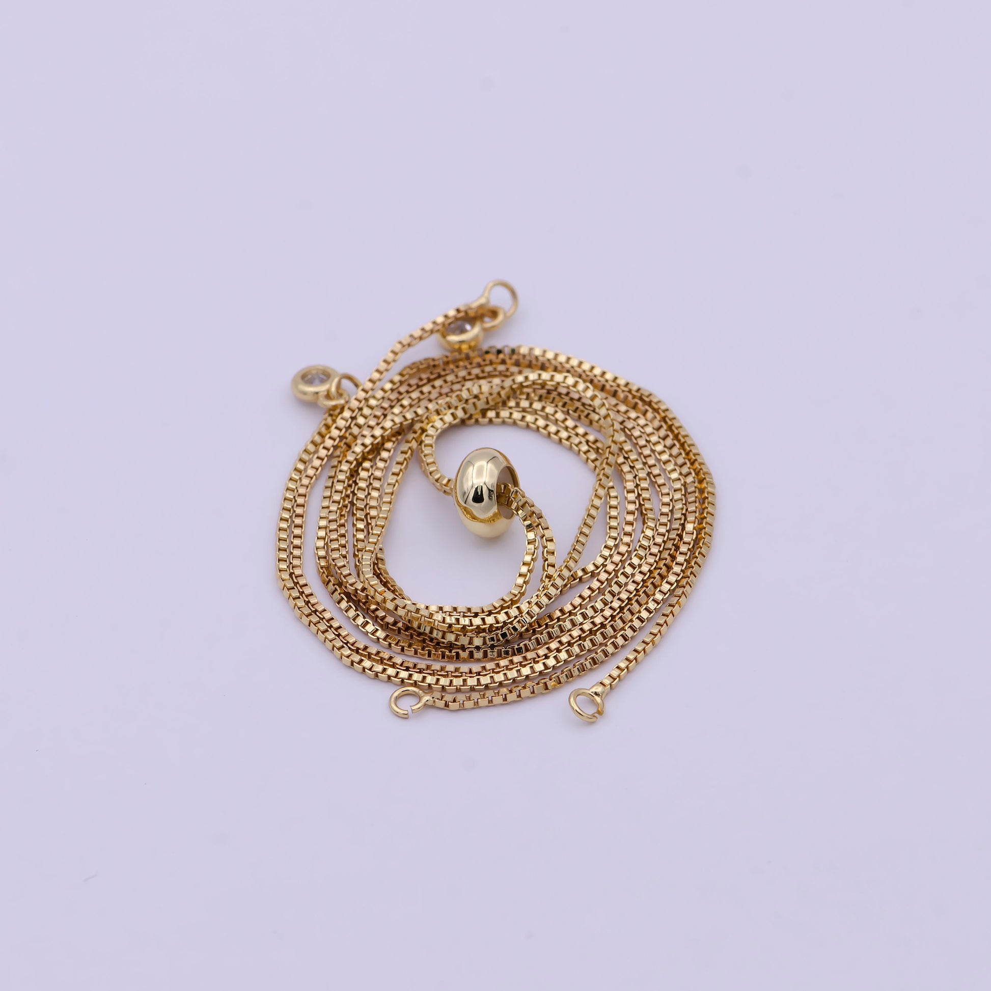 Gold Box Chain Necklace Adjustable 16 inch long Half Open Necklace for Jewelry Making Supply | L-574