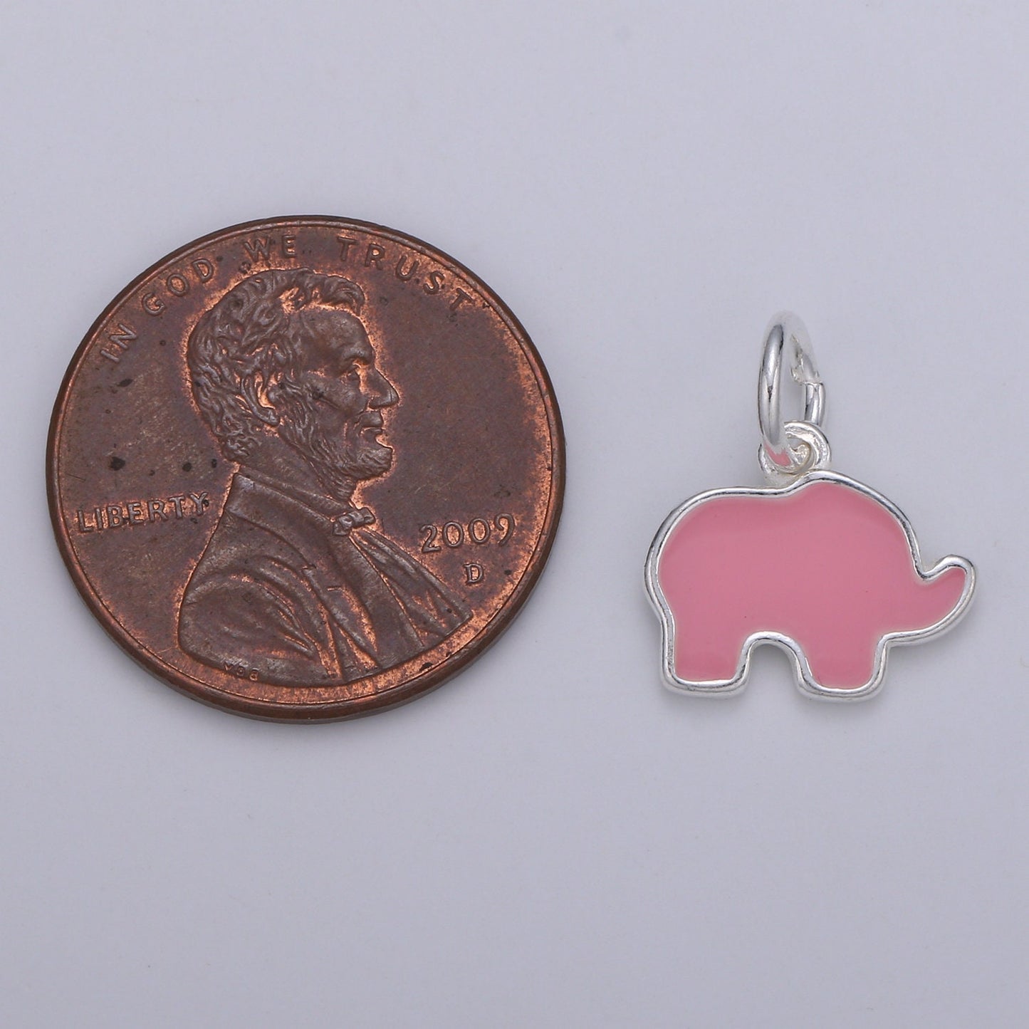 S925 Sterling Silver Elephant Charm, Small Pendant, Dainty Baby Elephant, Enamel Pendant for Necklace Bracelet Earring Component
