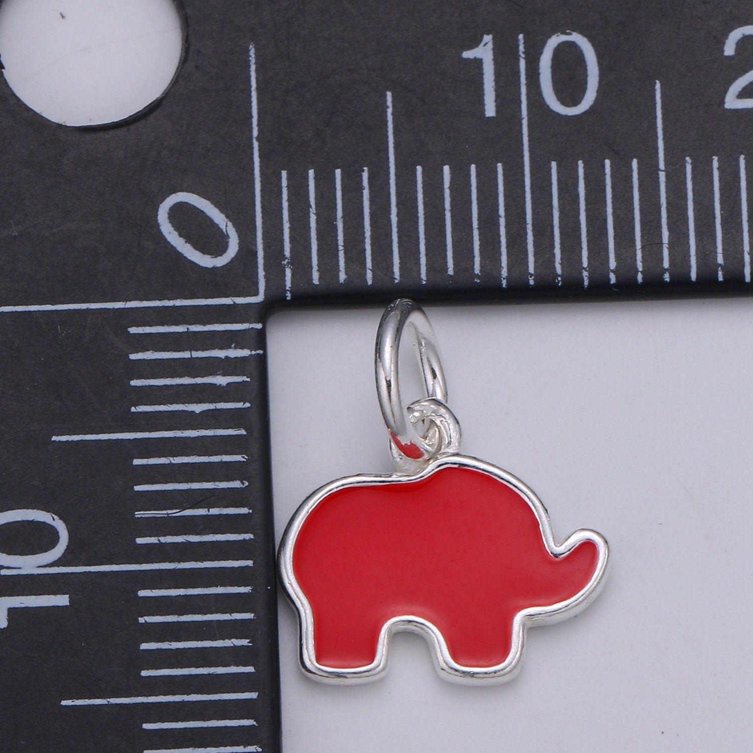 S925 Sterling Silver Elephant Charm, Small Pendant, Dainty Baby Elephant, Enamel Pendant for Necklace Bracelet Earring Component
