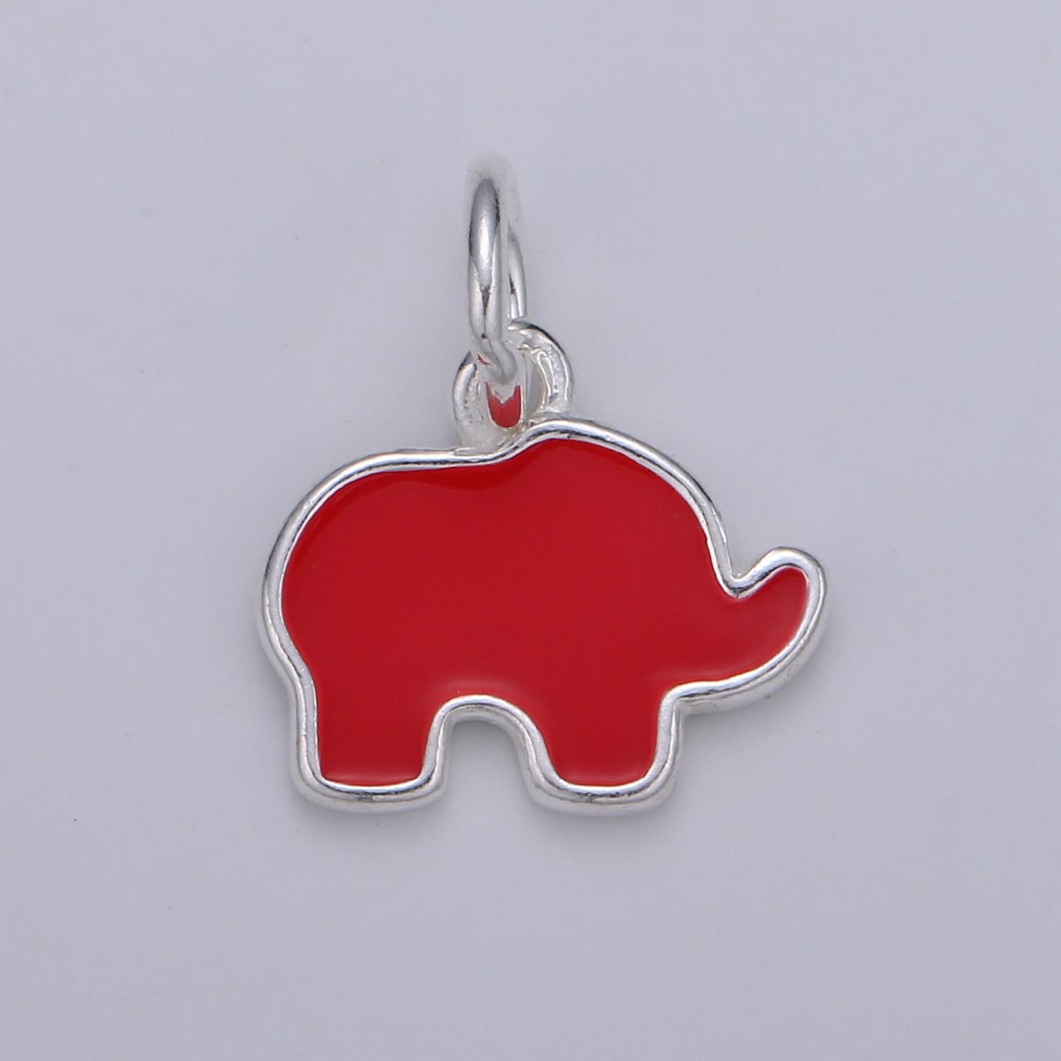 S925 Sterling Silver Elephant Charm, Small Pendant, Dainty Baby Elephant, Enamel Pendant for Necklace Bracelet Earring Component