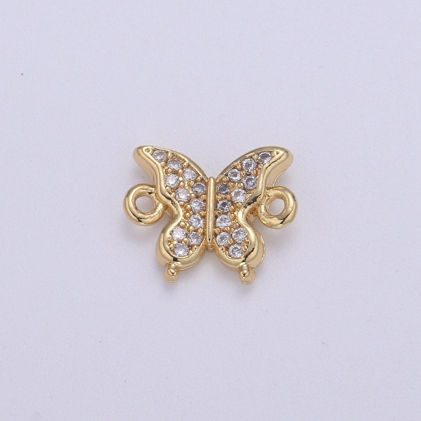 14K Gold Butterfly Connector - Dainty Link Connector- Cubic Mariposa Charm Connector- for Necklace Bracelet Component | F-602