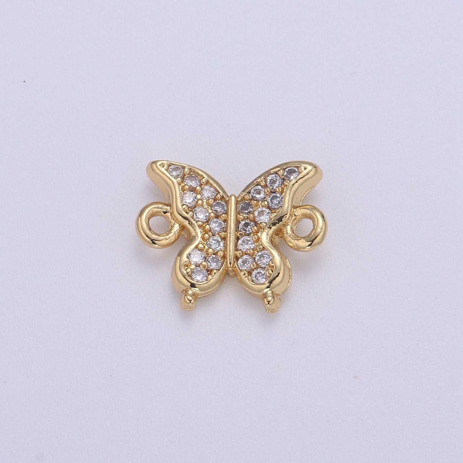 14K Gold Butterfly Connector - Dainty Link Connector- Cubic Mariposa Charm Connector- for Necklace Bracelet Component | F-602