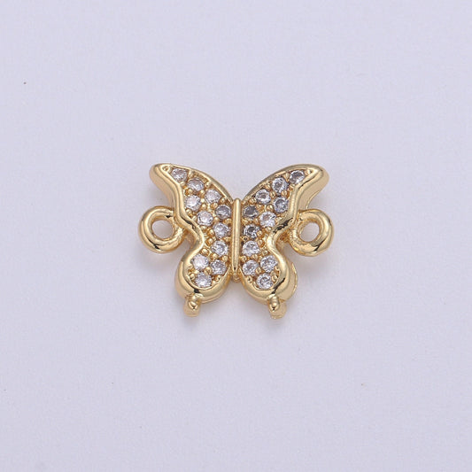 14K Gold Butterfly Connector - Dainty Link Connector- Cubic Mariposa Charm Connector- for Necklace Bracelet Component | F-602
