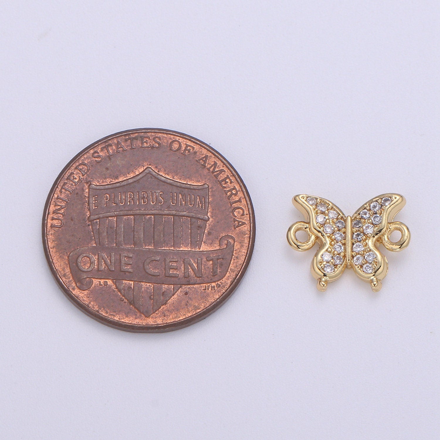 14K Gold Butterfly Connector - Dainty Link Connector- Cubic Mariposa Charm Connector- for Necklace Bracelet Component | F-602