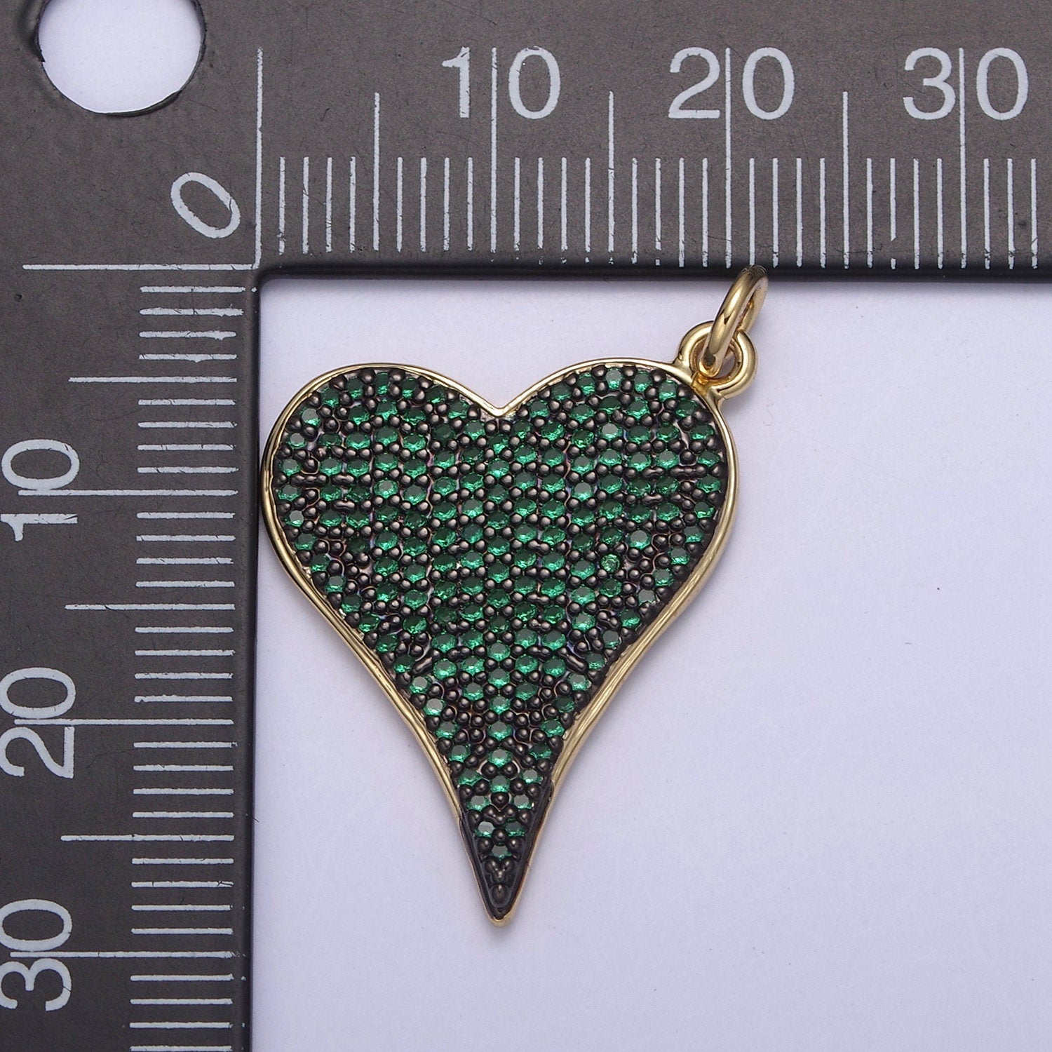 Dainty Micro Pave Heart Pendant Green / Fuchsia CZ 14K Gold Filled | DIY Charm Add on Necklace Bracelet Earring | N-796 N-797