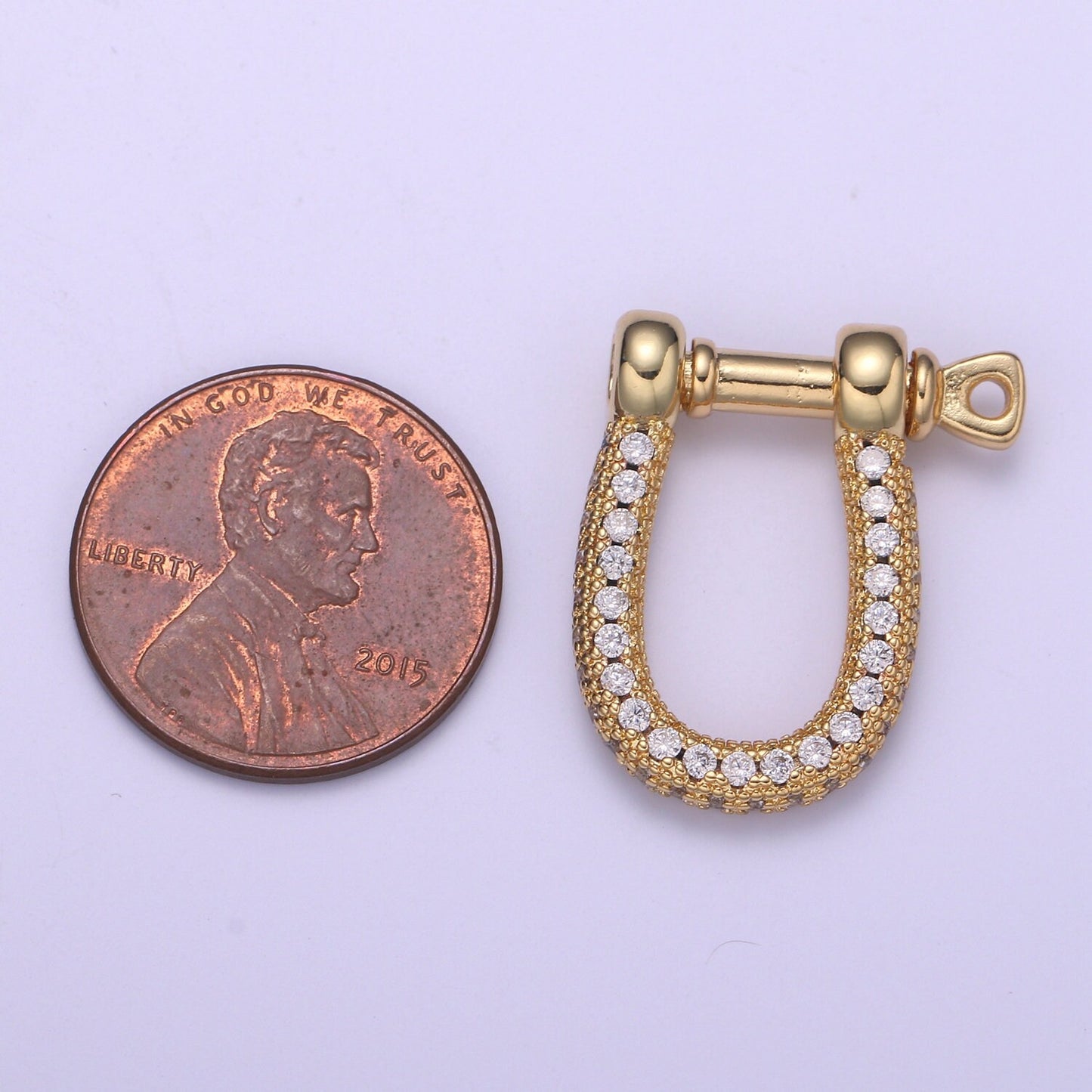 Full Cz Gold Shackle Clasp With Screw Rod for U Lock Micro Pave Carabiner clasp Anchor Shackle for Jewelry Making Component L263