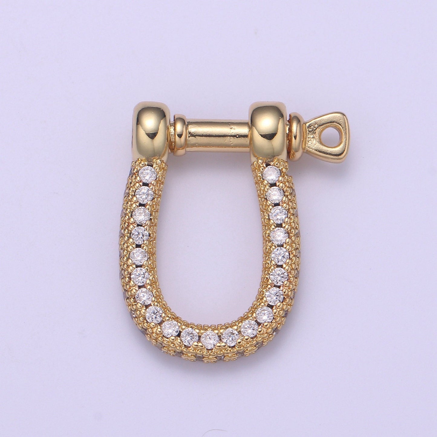 Full Cz Gold Shackle Clasp With Screw Rod for U Lock Micro Pave Carabiner clasp Anchor Shackle for Jewelry Making Component L263