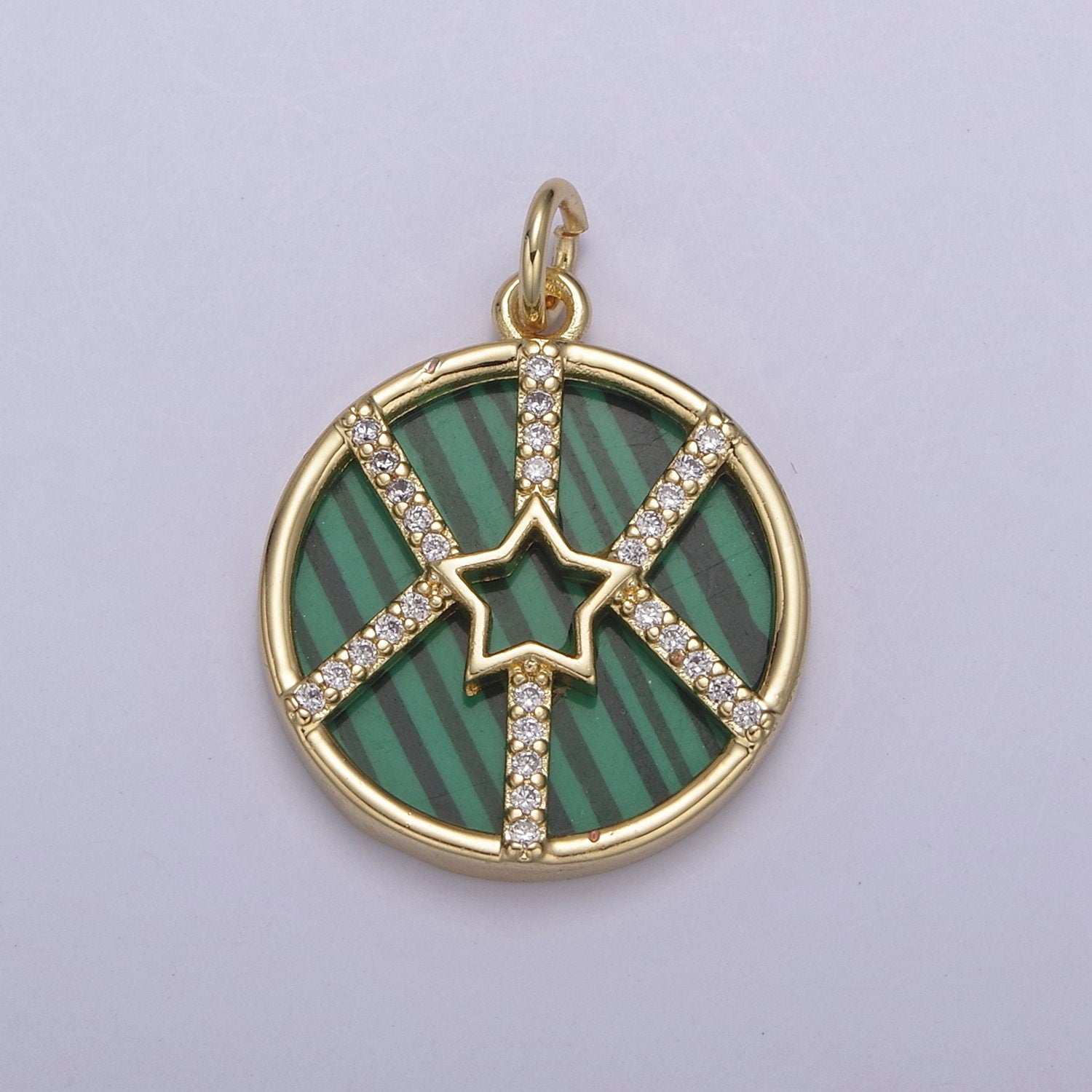 14K Gold Filled Malachite, Abalone, Pearl, Turquoise, Tiger Eye Celestial Star Pendant | DIY Charm Necklace Bracelet Jewelry Making | N-882