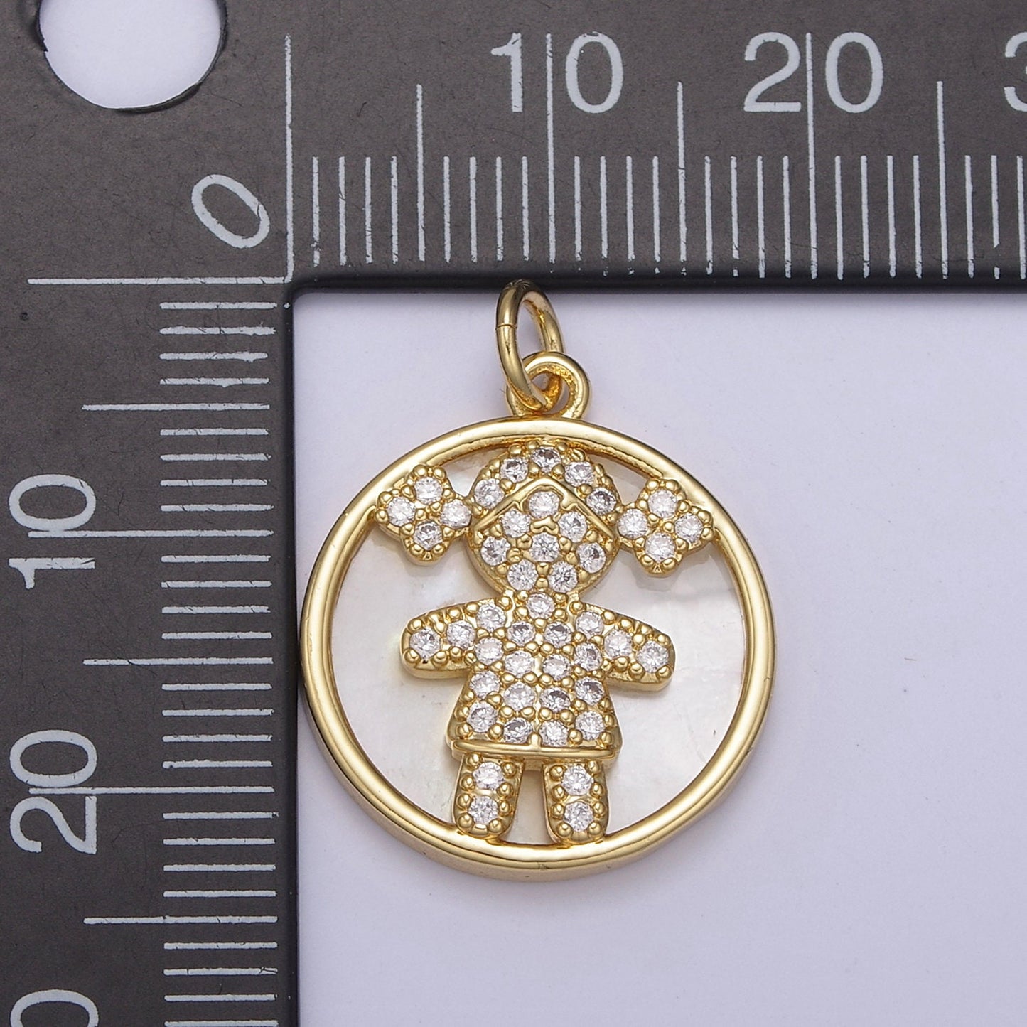 14K Gold Filled Boy / Girl Pendant CZ Micro Pave Female / Male Gender Medallion | DIY Jewelry Charm Add on Necklace Bracelet Earring | N-798