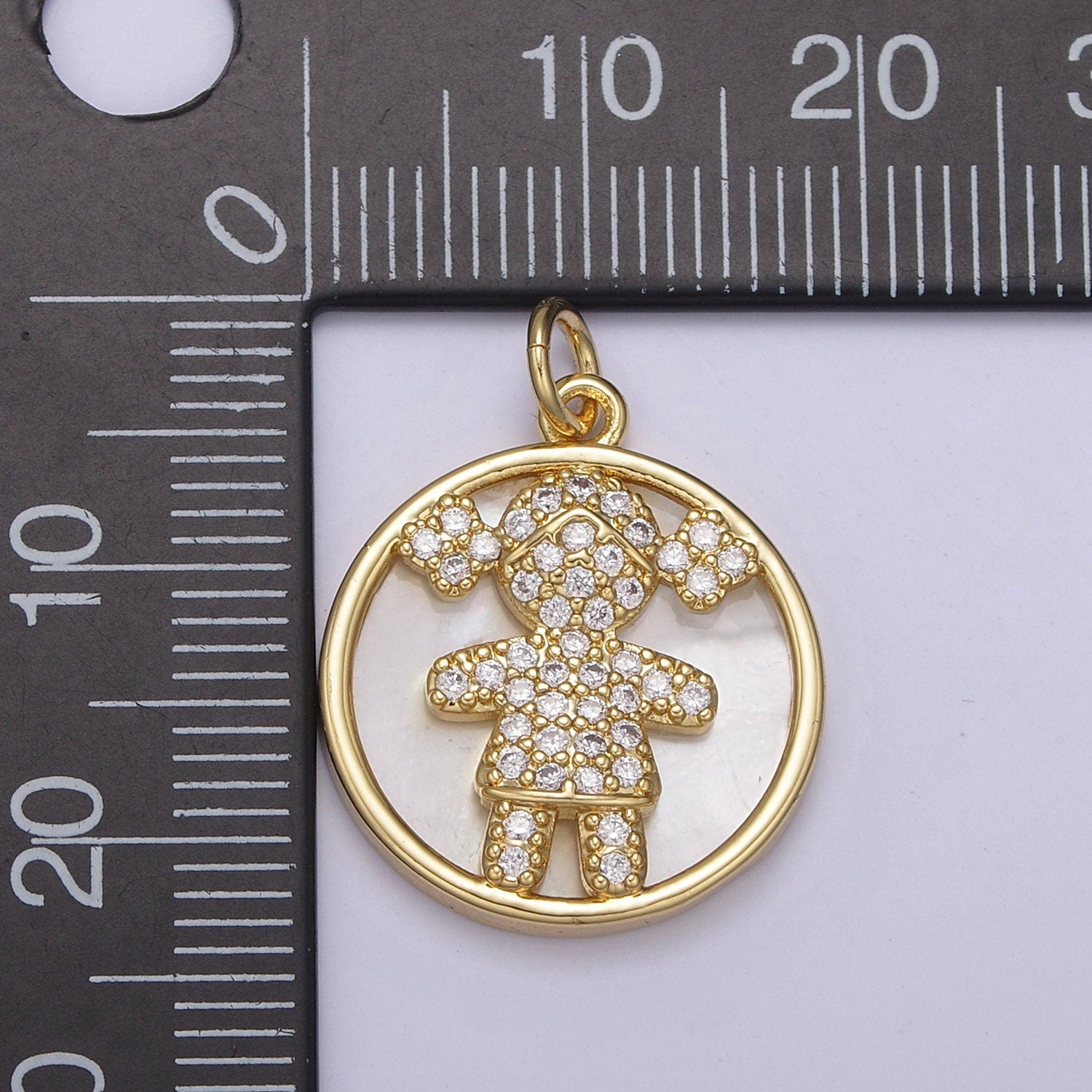 14K Gold Filled Boy / Girl Pendant CZ Micro Pave Female / Male Gender Medallion | DIY Jewelry Charm Add on Necklace Bracelet Earring | N-798