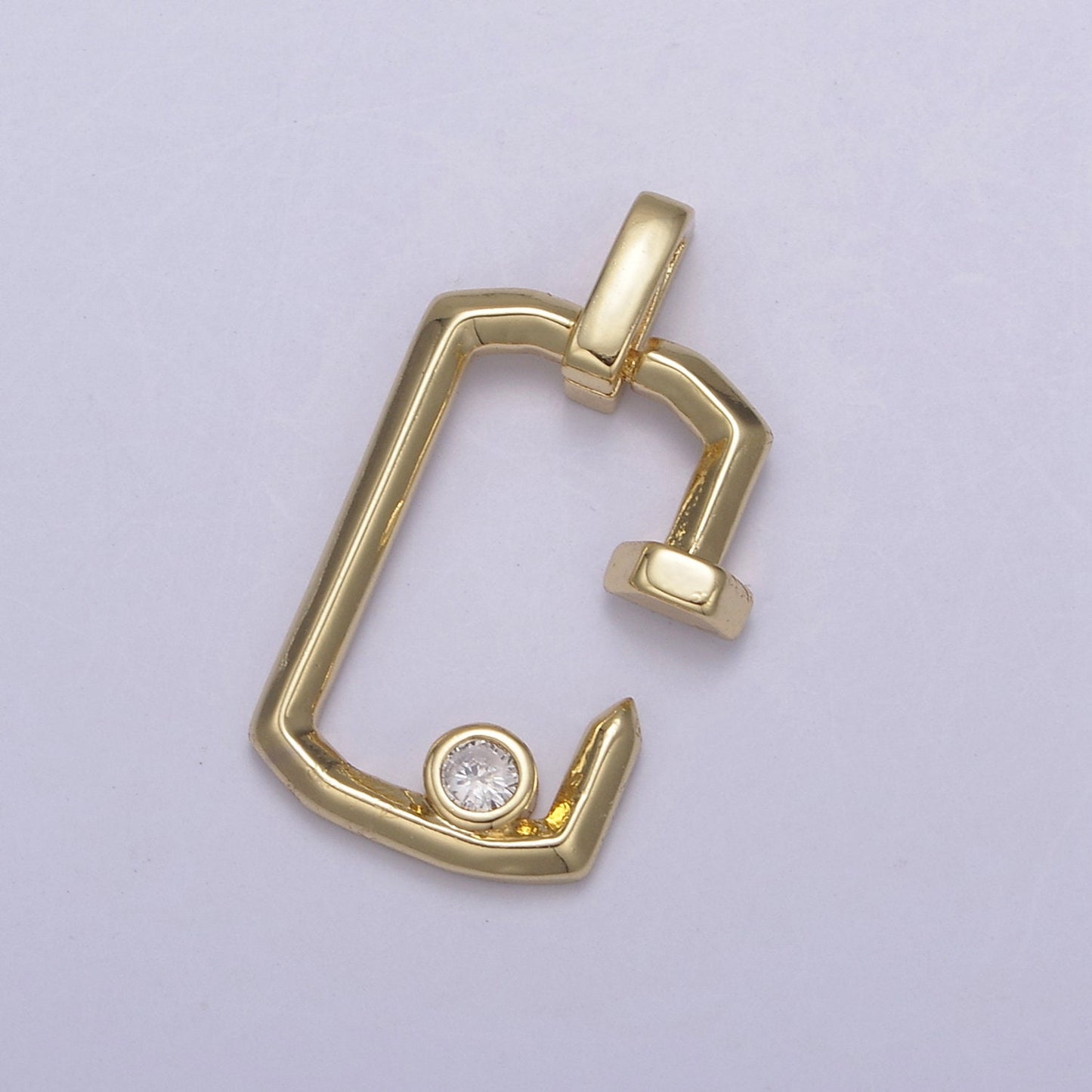 Dainty Squared Nail Pendant in Gold/Silver w/ Clear CZ Stone | DIY Fashion Jewelry Charm Add on Necklace Bracelet Earring | N-905 N-906