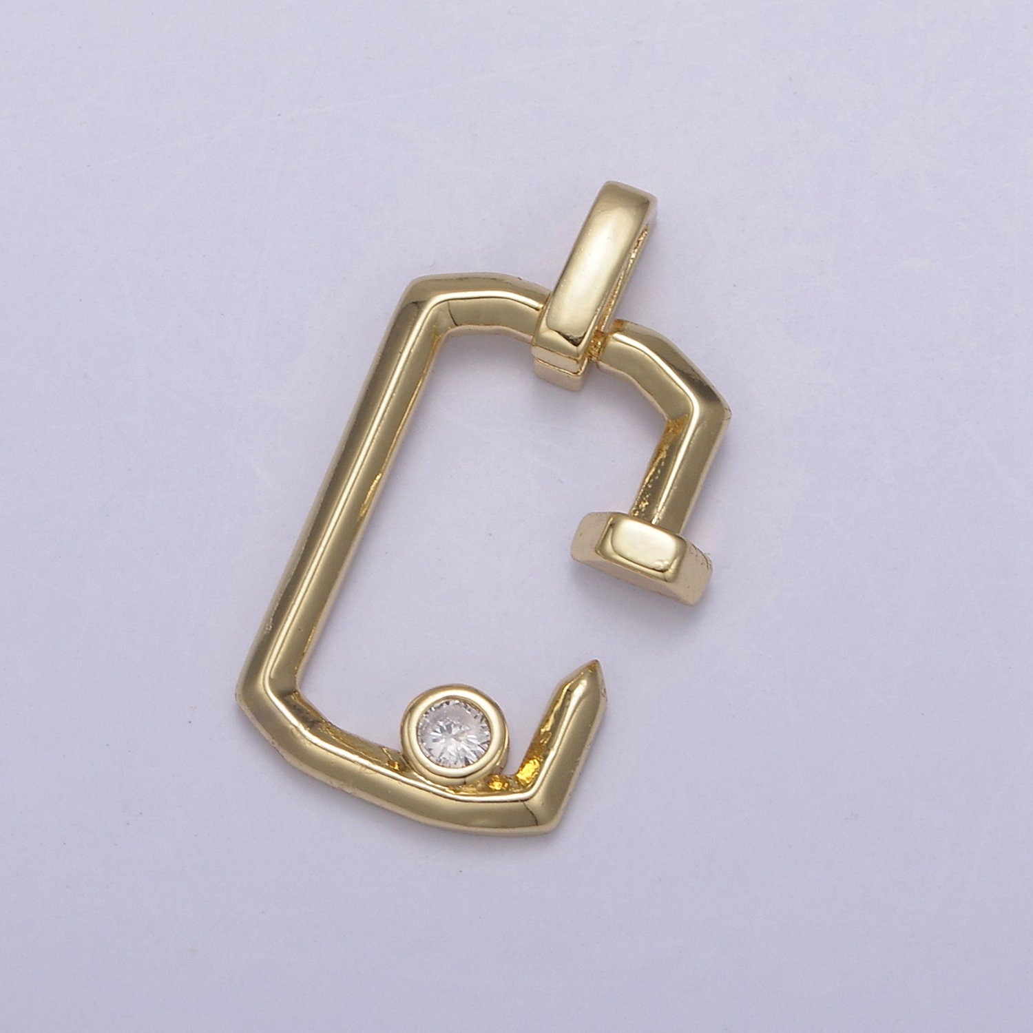 Dainty Squared Nail Pendant in Gold/Silver w/ Clear CZ Stone | DIY Fashion Jewelry Charm Add on Necklace Bracelet Earring | N-905 N-906