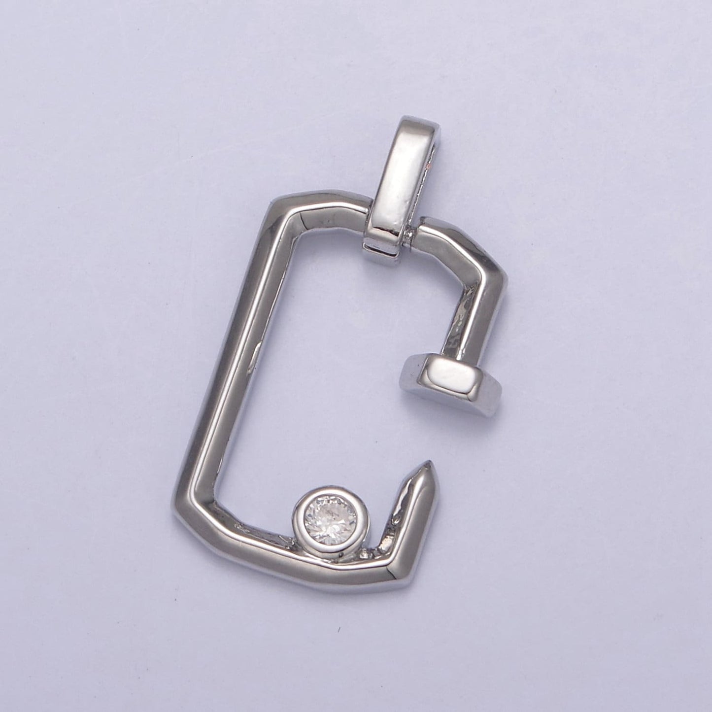 Dainty Squared Nail Pendant in Gold/Silver w/ Clear CZ Stone | DIY Fashion Jewelry Charm Add on Necklace Bracelet Earring | N-905 N-906