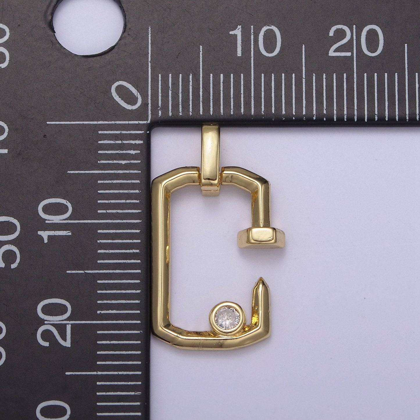 Dainty Squared Nail Pendant in Gold/Silver w/ Clear CZ Stone | DIY Fashion Jewelry Charm Add on Necklace Bracelet Earring | N-905 N-906