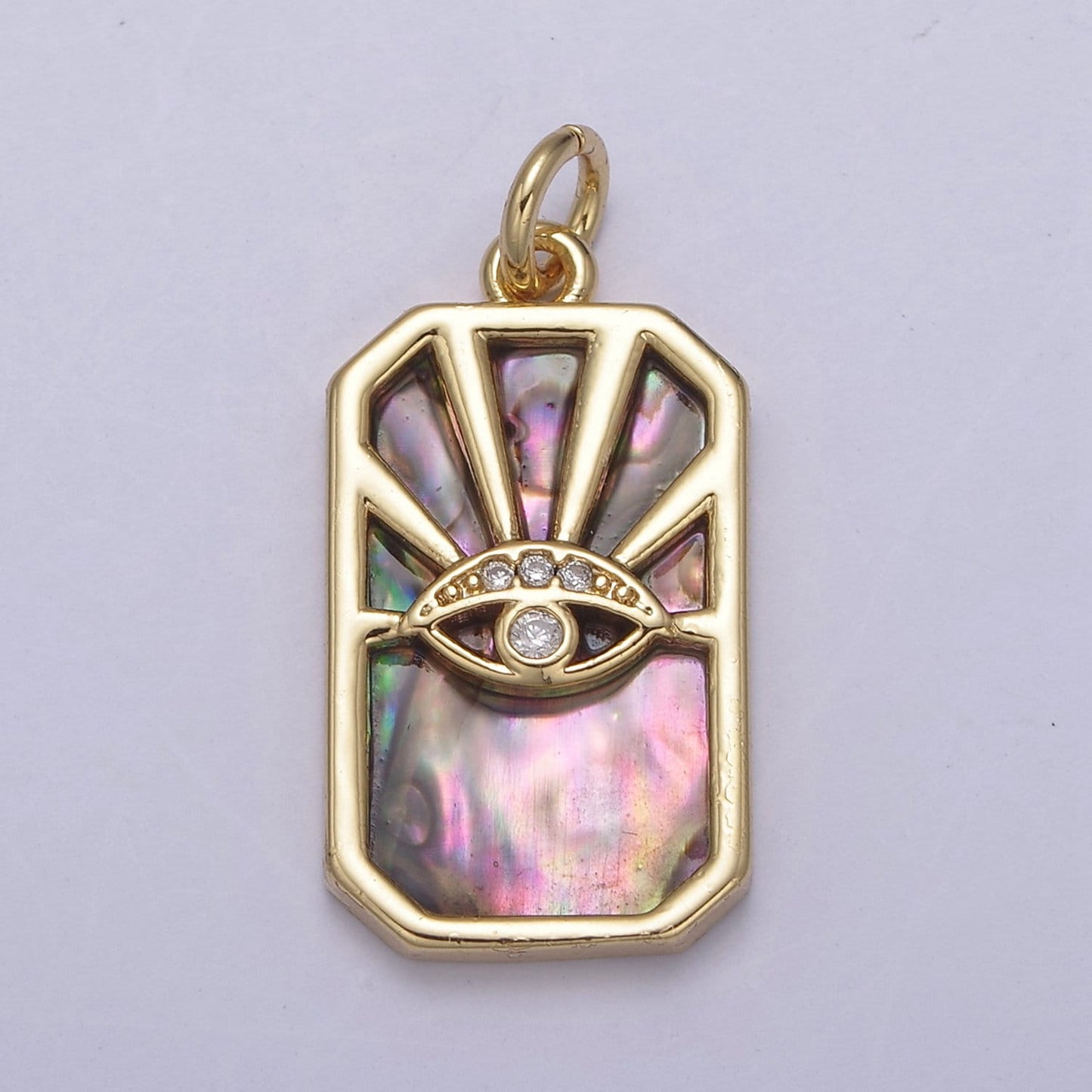 14K Gold Filled Evil Eye Pendant in Tiger Eye Abalone Pearl Gemstone | DIY Fashion Jewelry Charm Add on Necklace Bracelet Earring | N-774