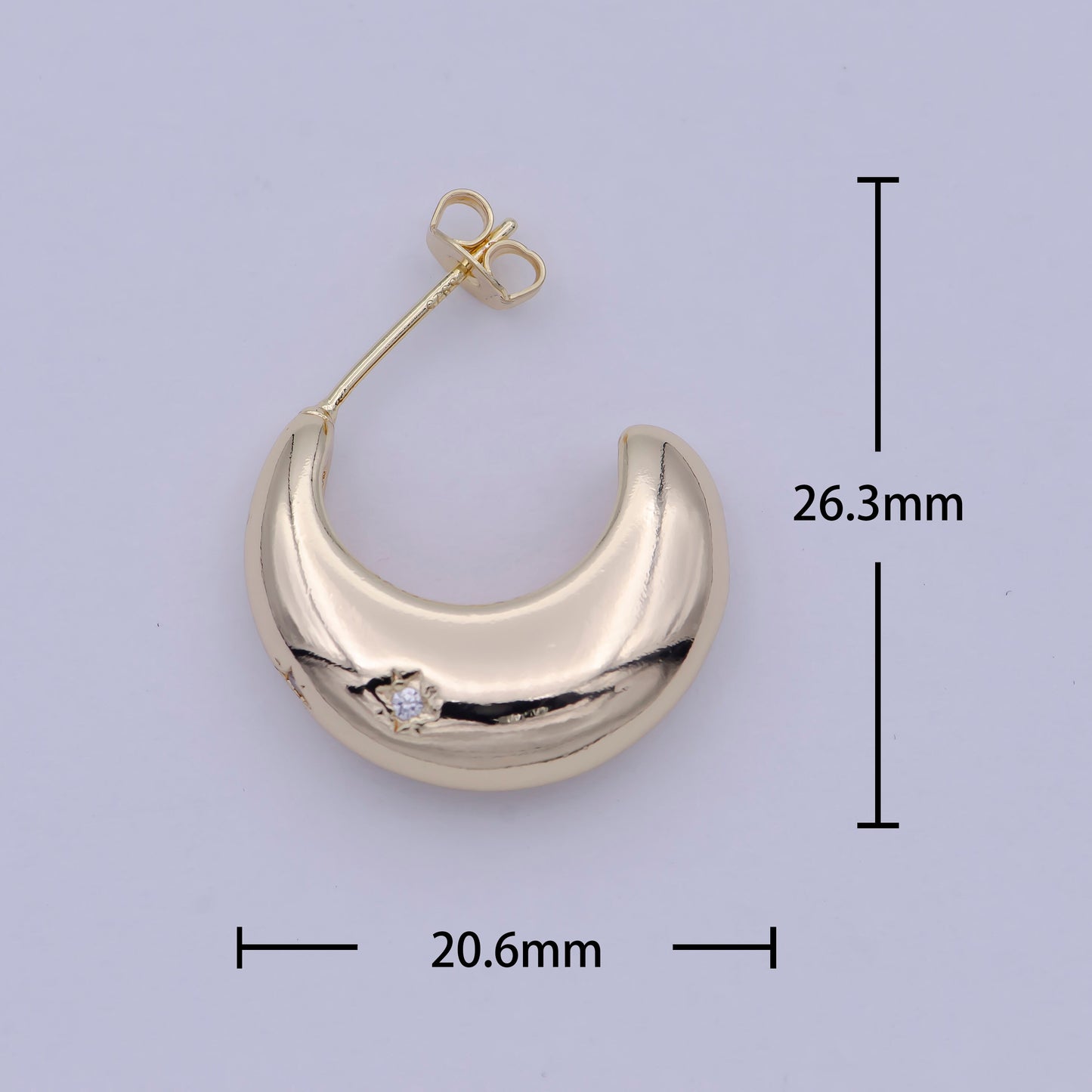 Midi Gold Starburst hoop Earring CZ North Star Celestial Jewelry for Glam Everyday Wear