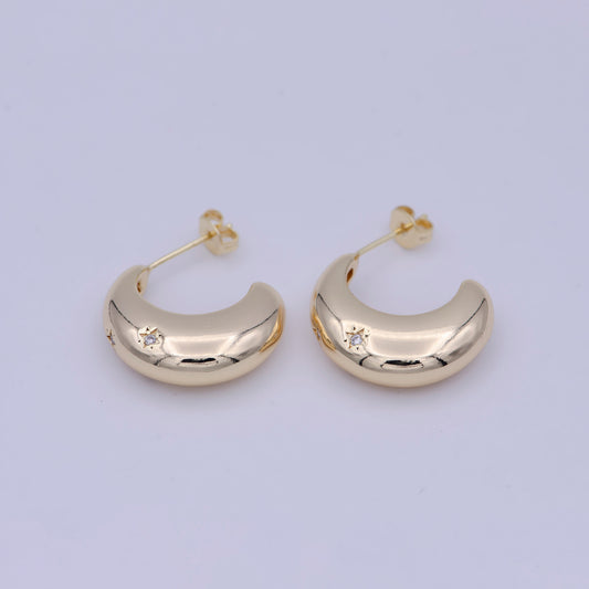 Midi Gold Starburst hoop Earring CZ North Star Celestial Jewelry for Glam Everyday Wear