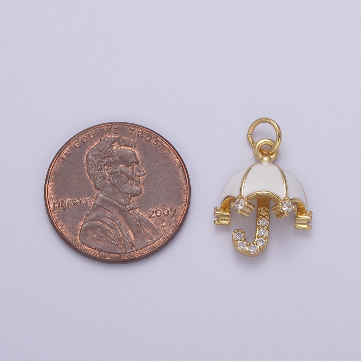 Dainty White Umbrella Micro Pave Pendant | DIY Fashion Jewelry Charm Add on Necklace Bracelet Earring | N-750