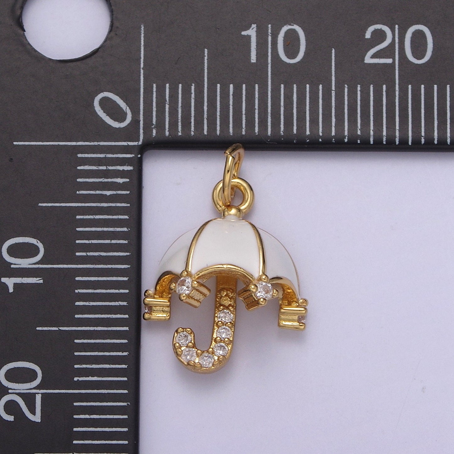 Dainty White Umbrella Micro Pave Pendant | DIY Fashion Jewelry Charm Add on Necklace Bracelet Earring | N-750
