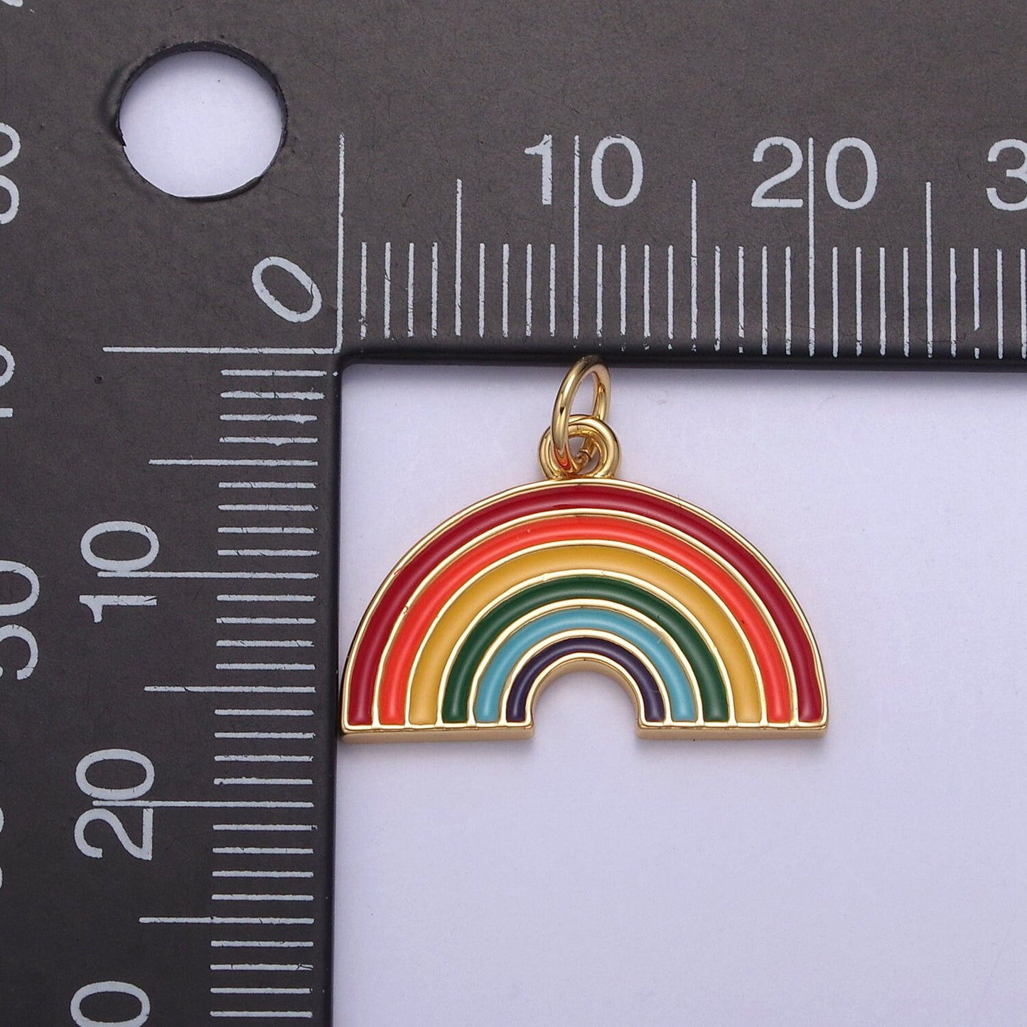 Gold Filled Tiny Enamel Rainbow Charm | Dainty DIY Fashion Jewelry Pendant Add on Necklace Bracelet Earring | N-744