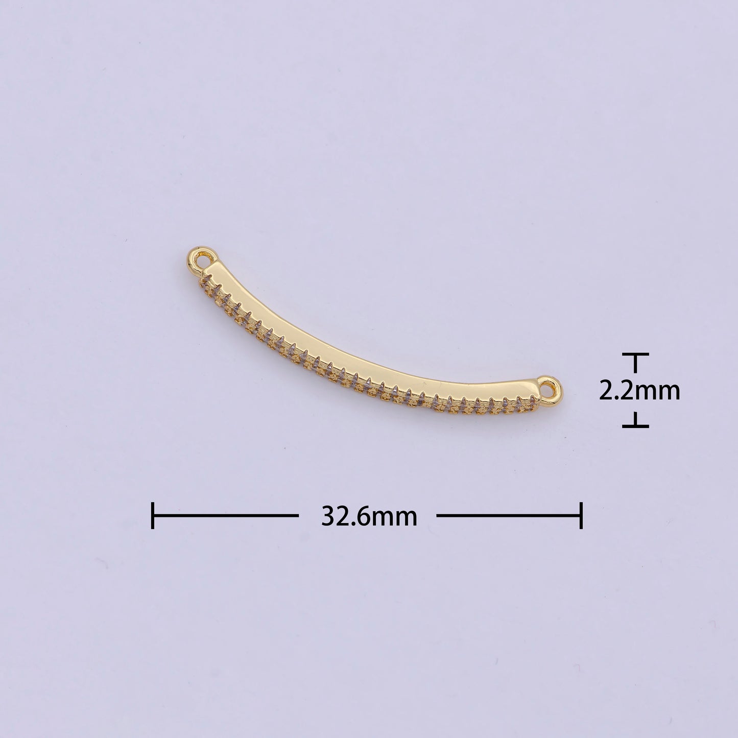 14K Gold Filled Micro Pave Curved Bar Pendant, Cz Curved Long Bar, Connector Bar, Bracelet Link Connector | F-674, F-675