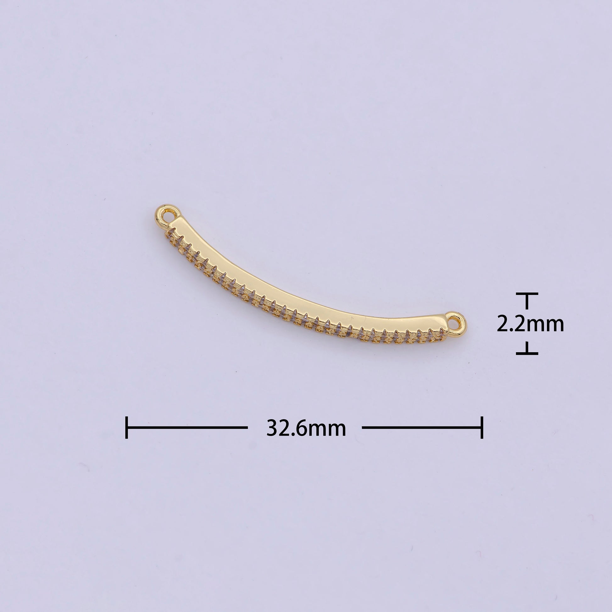 14K Gold Filled Micro Pave Curved Bar Pendant, Cz Curved Long Bar, Connector Bar, Bracelet Link Connector | F-674, F-675