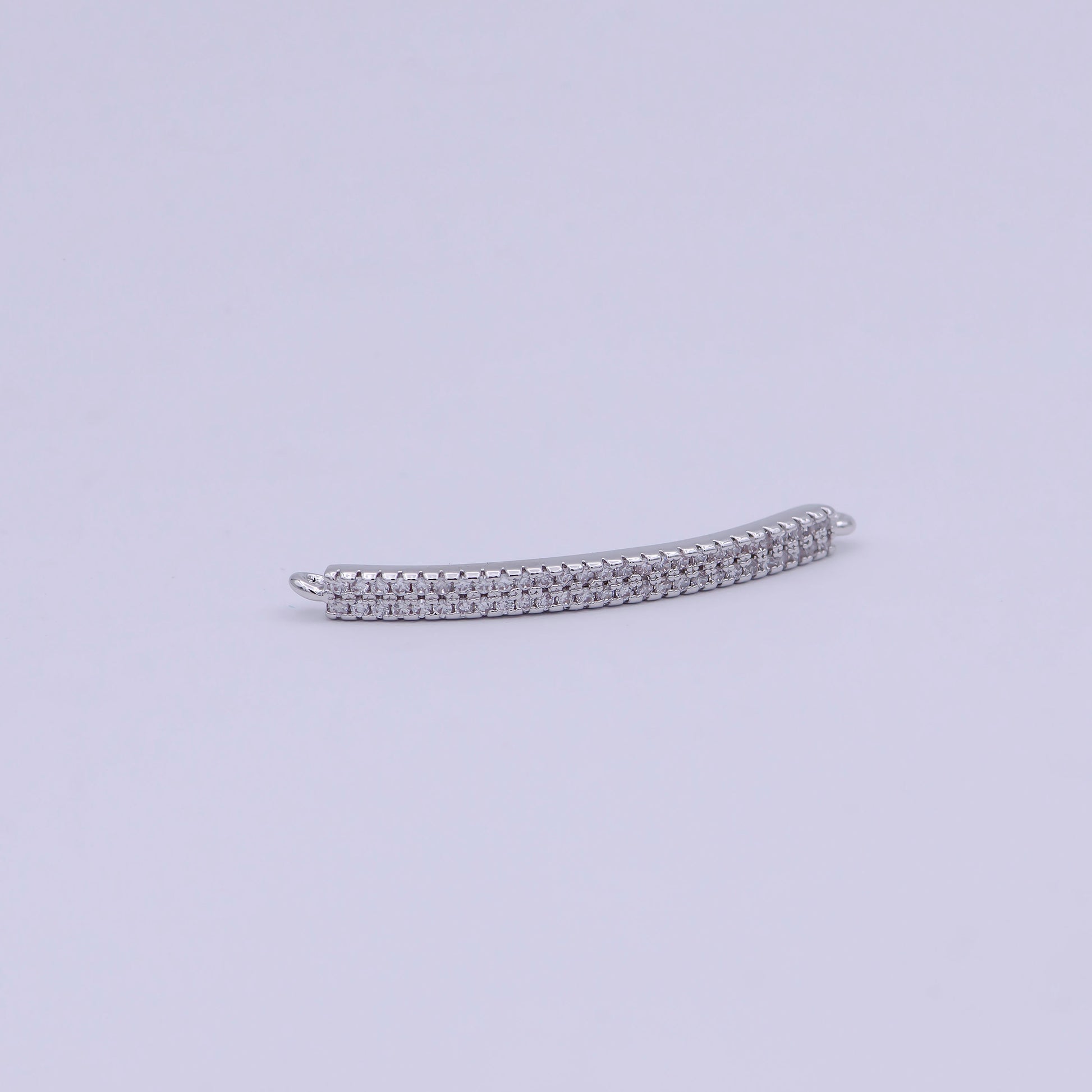 14K Gold Filled Micro Pave Curved Bar Pendant, Cz Curved Long Bar, Connector Bar, Bracelet Link Connector | F-674, F-675