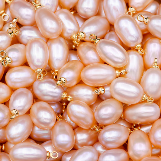 Natural Peach Teardrop Pearl Charm Natural Freshwater Pearl, Mauve Champagne Peach Single Keshi Pendant, Bridesmaid Jewelry Gift P1593