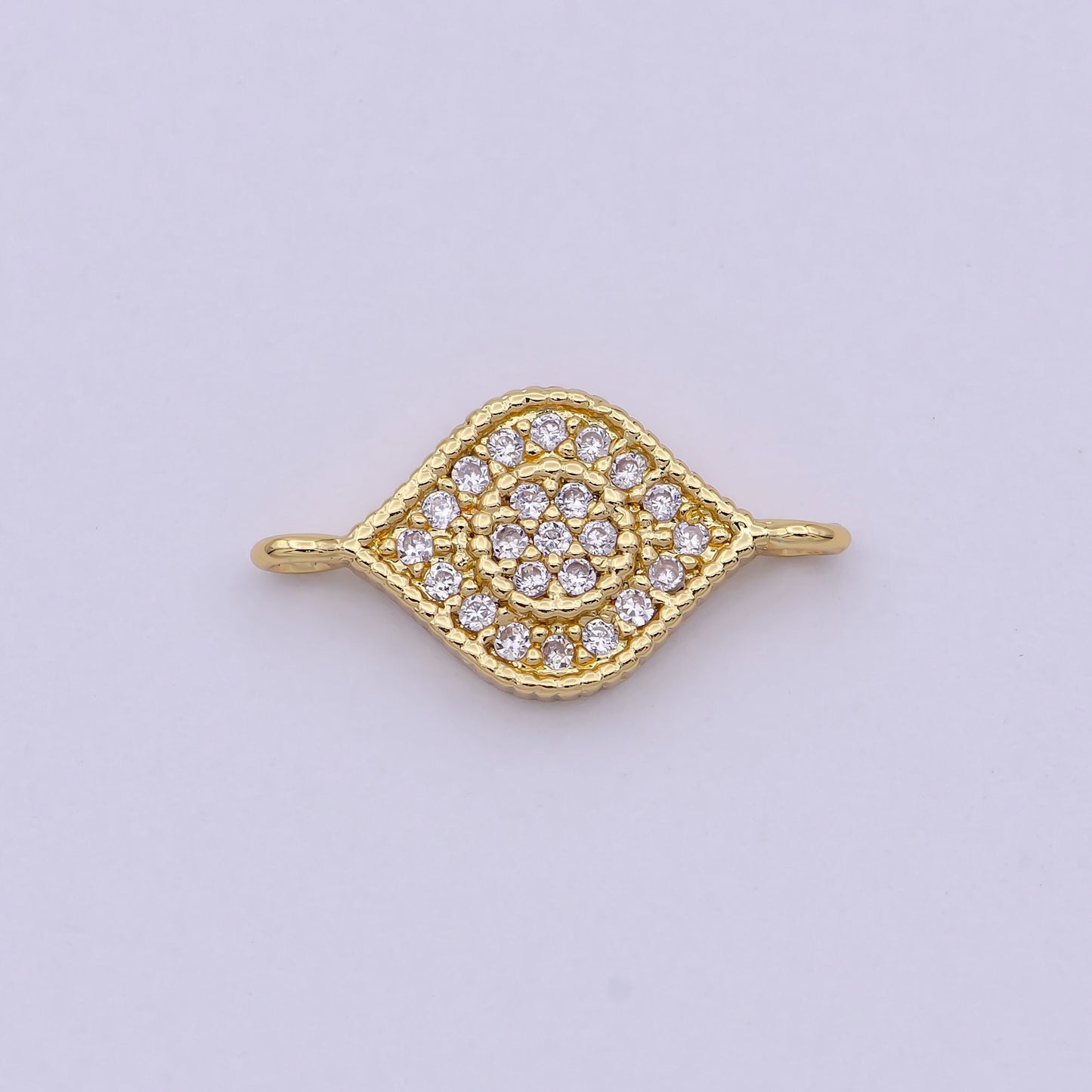 14K Gold Filled Evil Eye Charm Connector, Evil Eye Link Connector CZ Greek Eye, Jewelry Making F-684