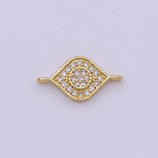 14K Gold Filled Evil Eye Charm Connector, Evil Eye Link Connector CZ Greek Eye, Jewelry Making F-684