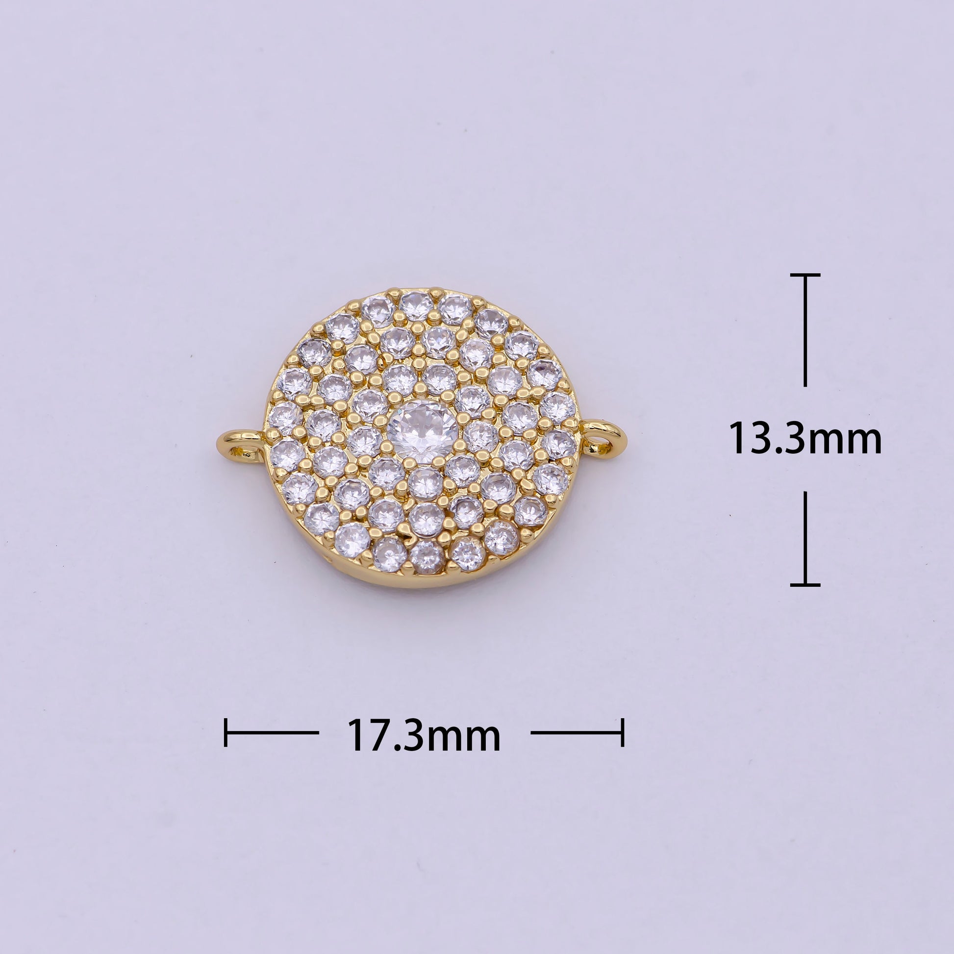 14K Gold Filled Round Shape Charm Connector CZ Micro Pave, Disc Connector, Pave Connector, Connector Charms, Cubic Zirconia F-686