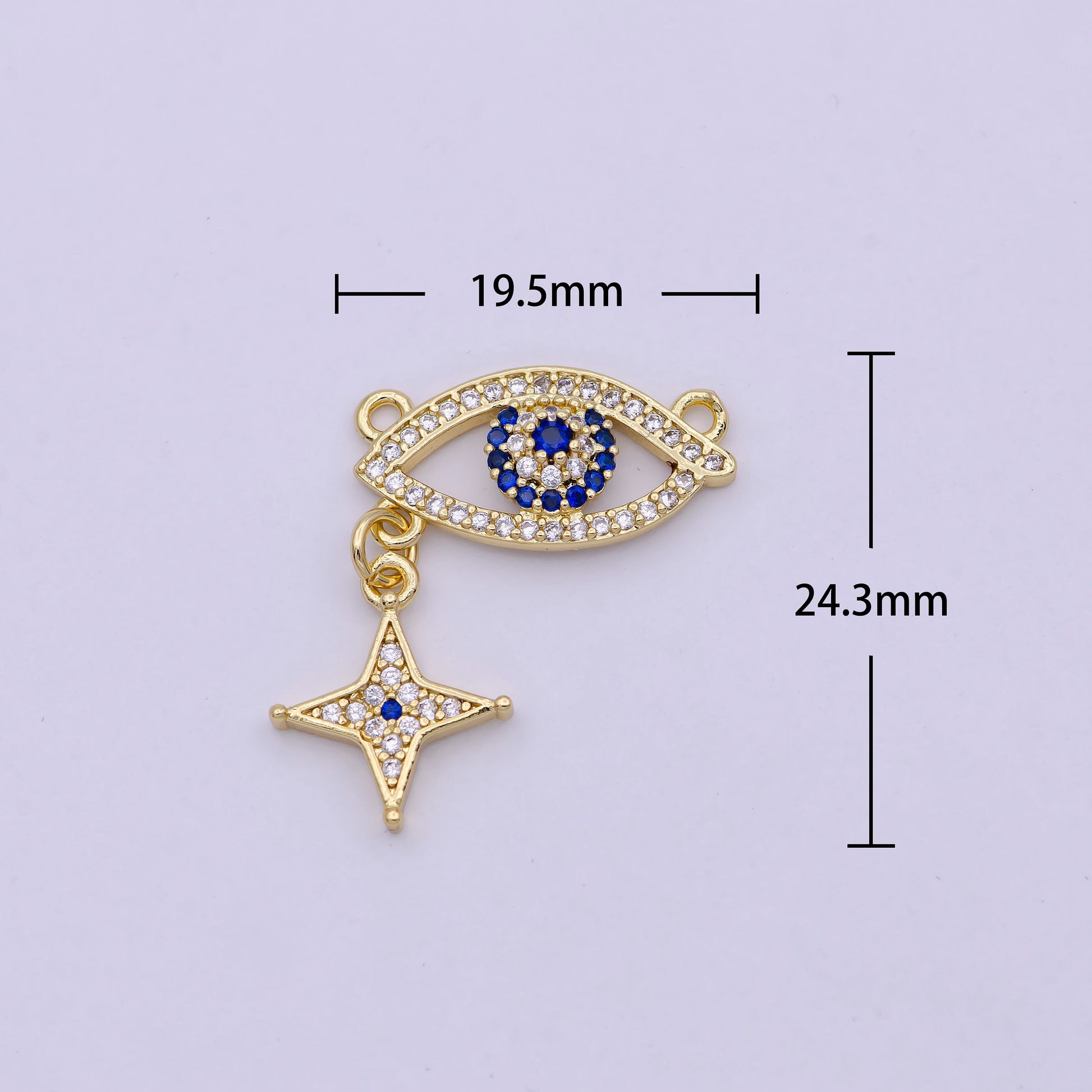 Dainty Gold Filled Cubic Evil Eye Charm Connector for Necklace Bracelet Pendant Wholesale Charm Supply F-744