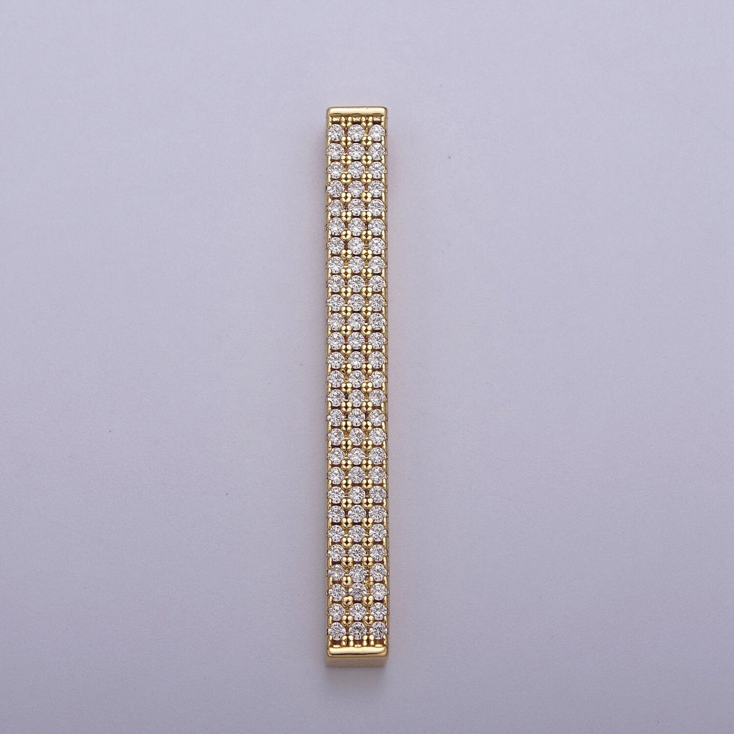 Silver Vertical Bar Charm Gold Micro Pave CZ Bar Pendant for Minimalist Jewelry Supply N-613