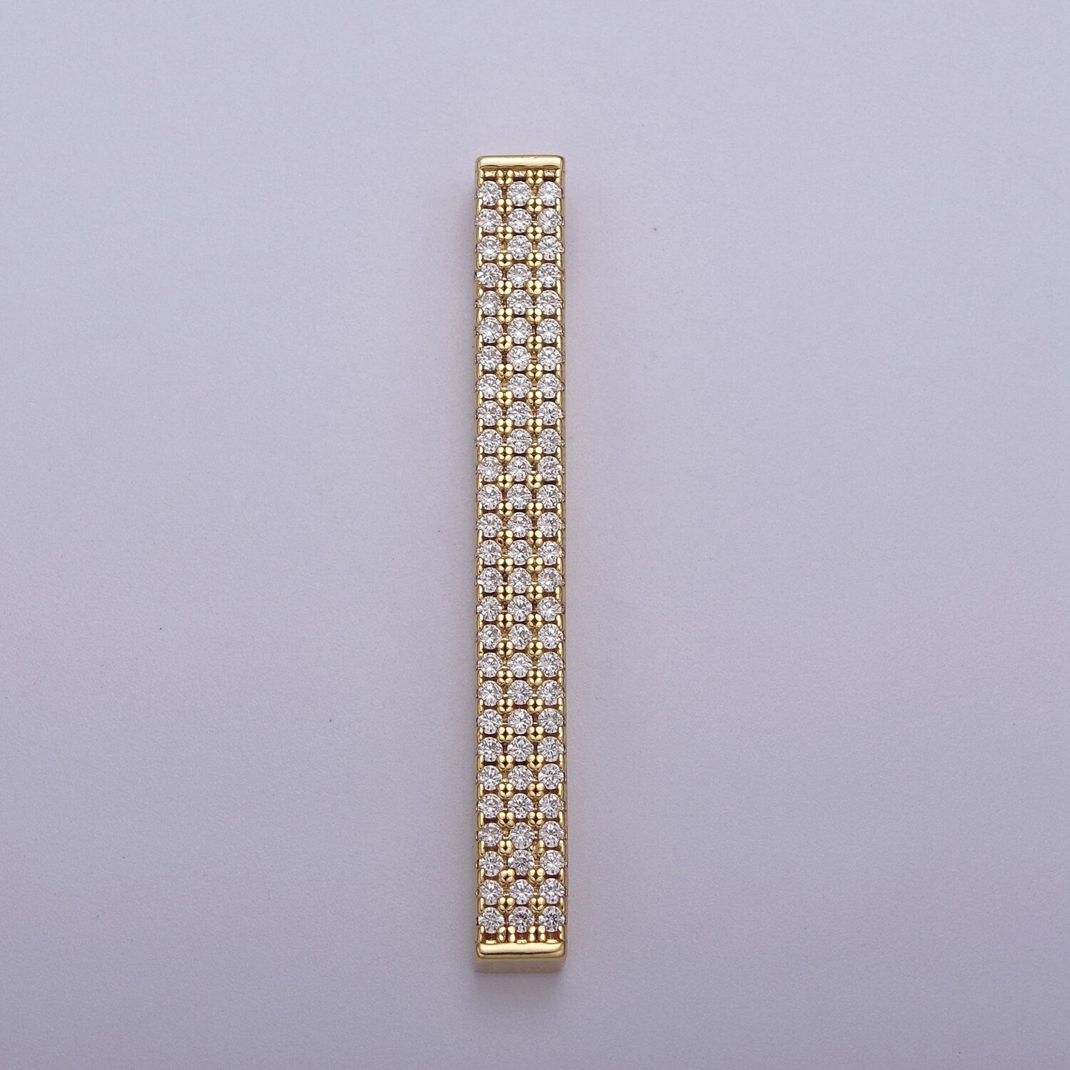 Silver Vertical Bar Charm Gold Micro Pave CZ Bar Pendant for Minimalist Jewelry Supply N-613