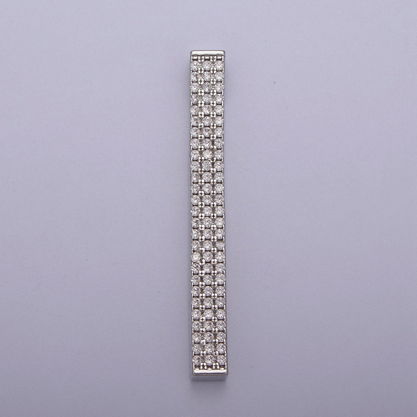 Silver Vertical Bar Charm Gold Micro Pave CZ Bar Pendant for Minimalist Jewelry Supply N-613