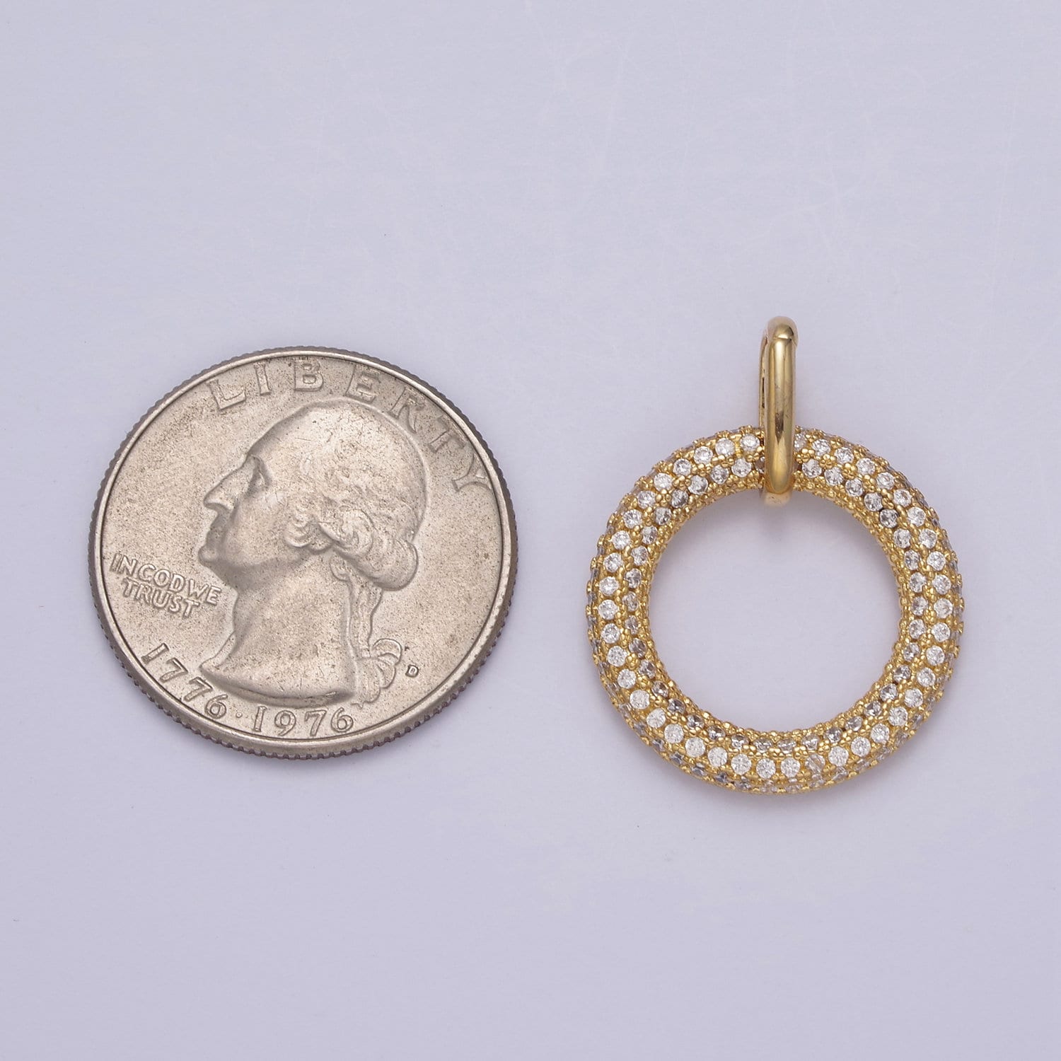 Gold Filled Circle Pendant, Micro CZ Pave | DIY Fashion Jewelry Charm for Necklace Bracelet Earring | N-544