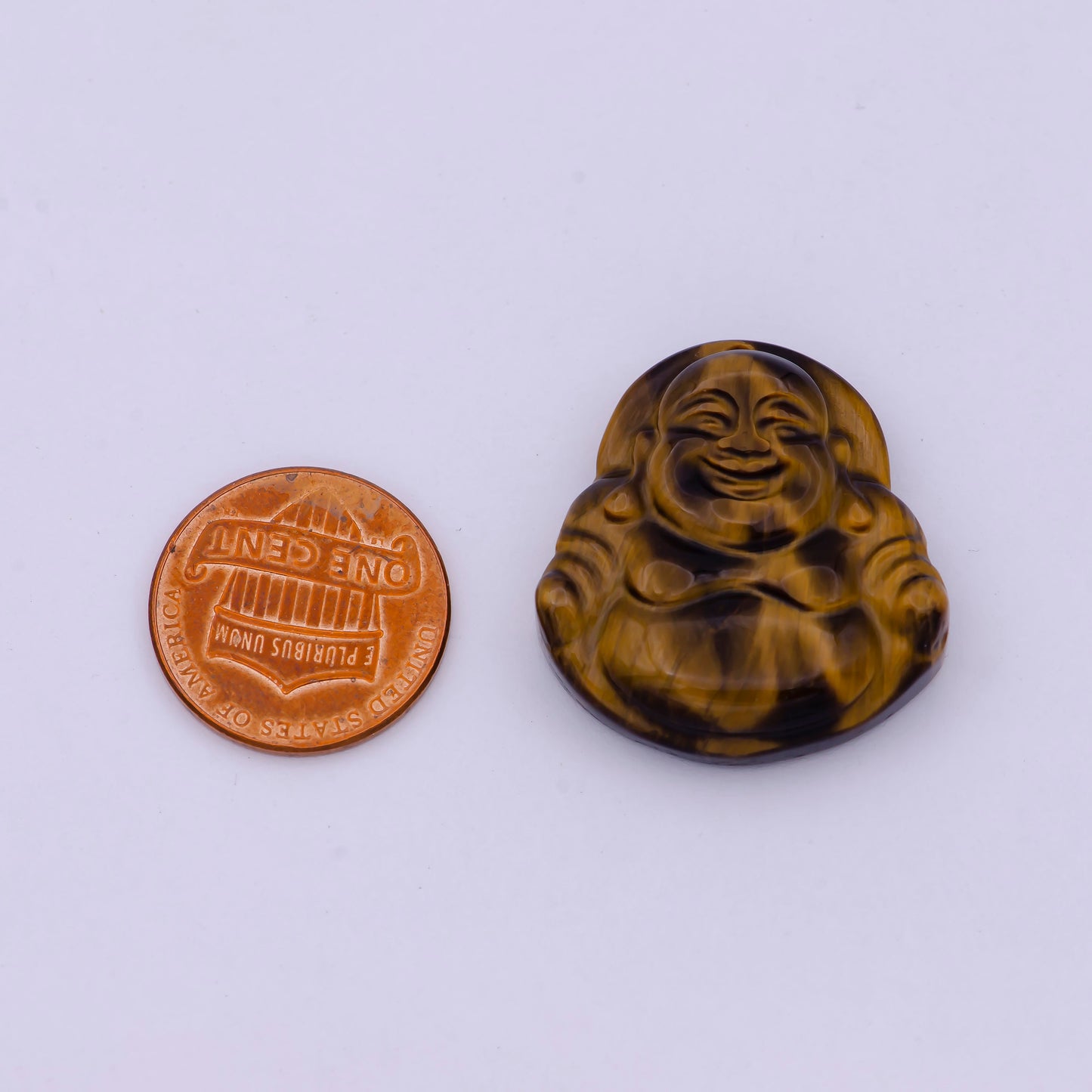 1pc Natural Yellow Tiger Eye Carved Laughing Buddha Stone Pendant fit Buddhist jewelry making