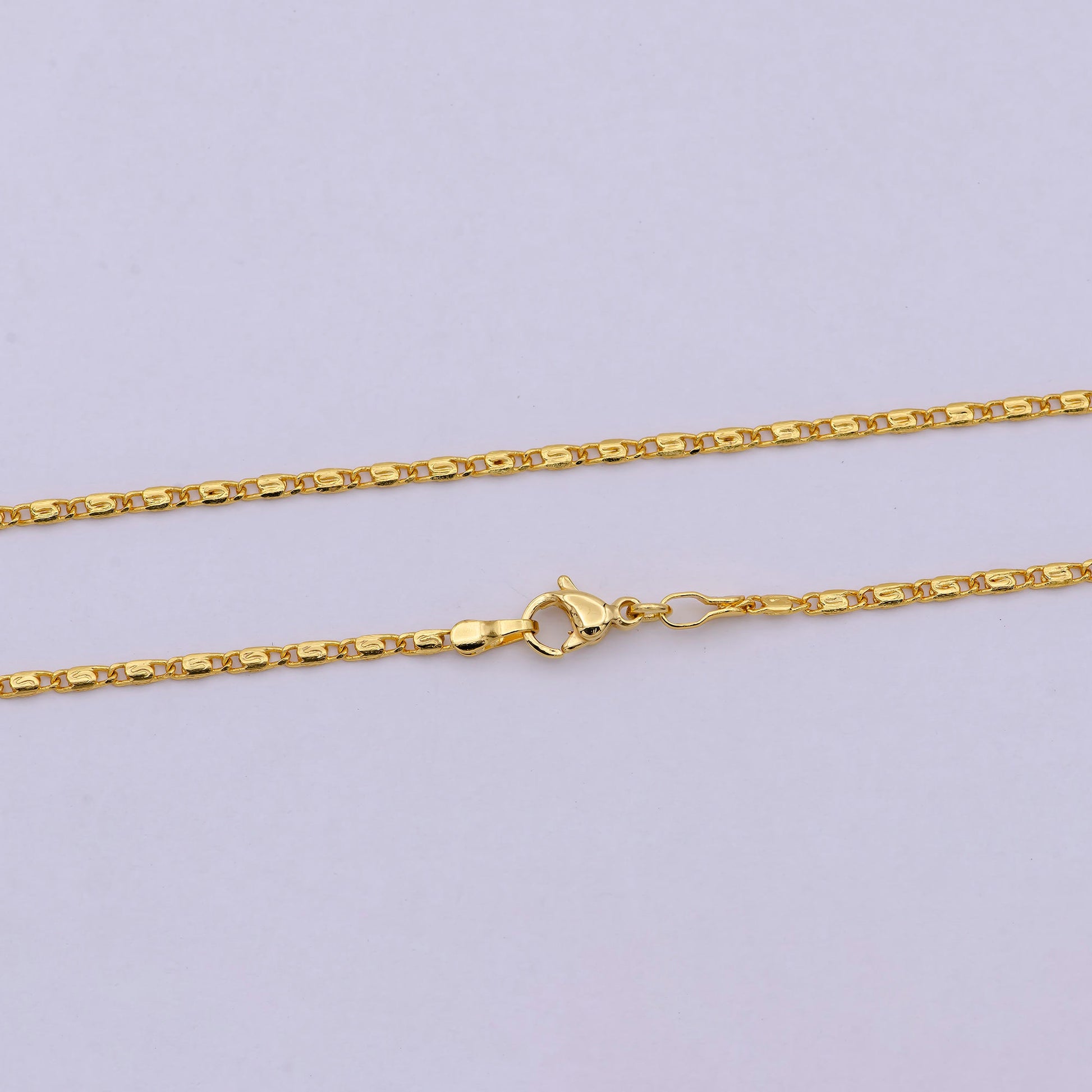 Dainty Snail Chain Necklace, Gold Scroll Chain, S Curb Chain, 24K Gold Filled Necklace 18 inch long 1.7 mm width | WA-536
