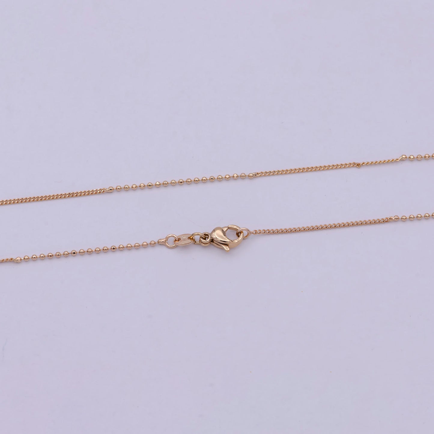 18 inch Long Fusion Necklace Beaded With Curb Chain Fancy Chain Necklace in 18k Gold Filled 1.1 mm Thickness | WA-538