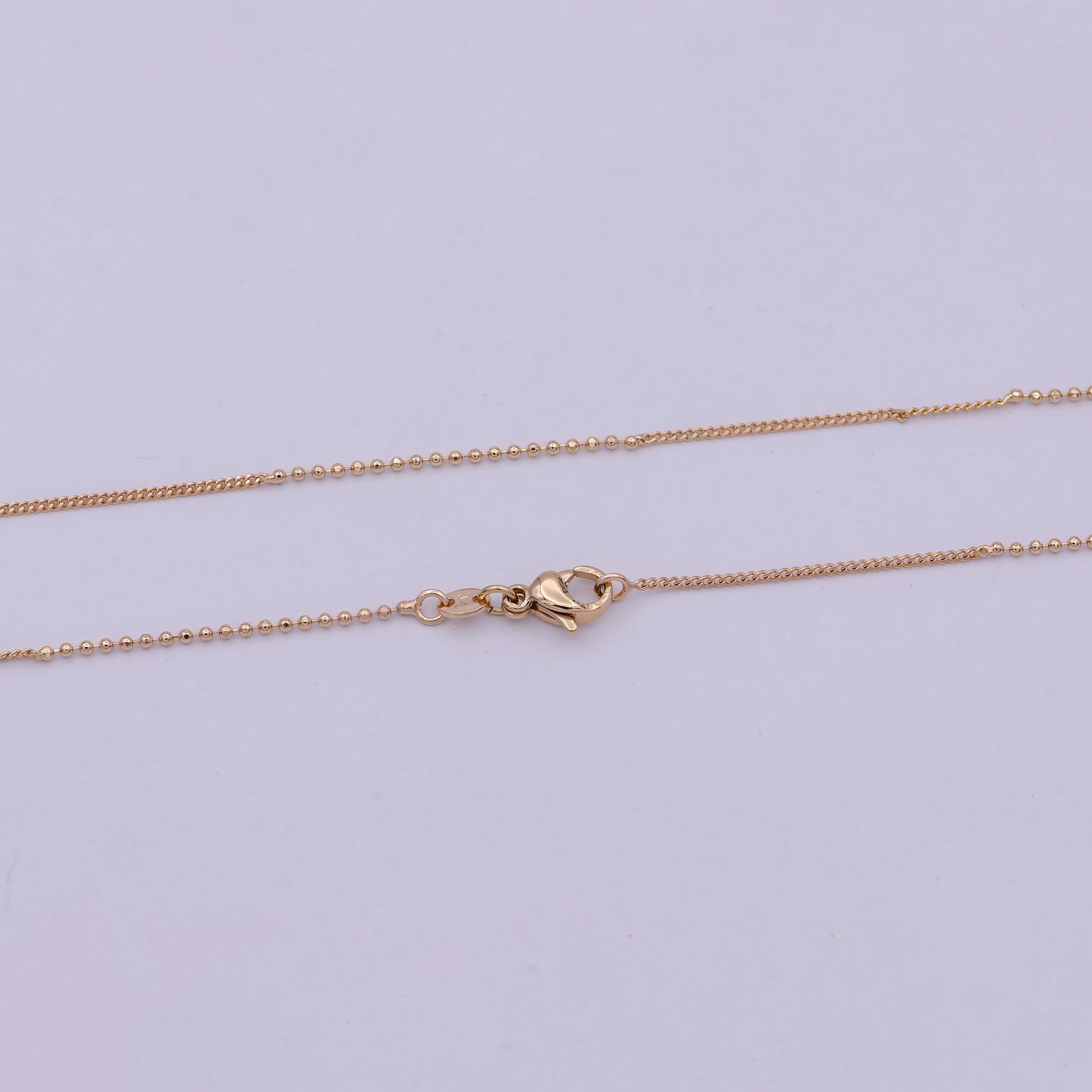 18 inch Long Fusion Necklace Beaded With Curb Chain Fancy Chain Necklace in 18k Gold Filled 1.1 mm Thickness | WA-538